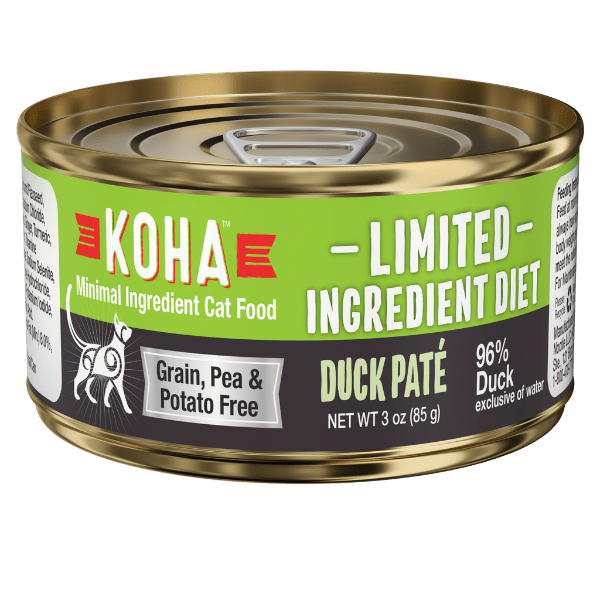 KOHA LID Duck Pate Grain-Free Canned Cat Food - High Protein, Limited Ingredient Diet for Cats with Sensitive Stomachs - Perfect for Mealtime, Travel & Emergency Pet Food Supply