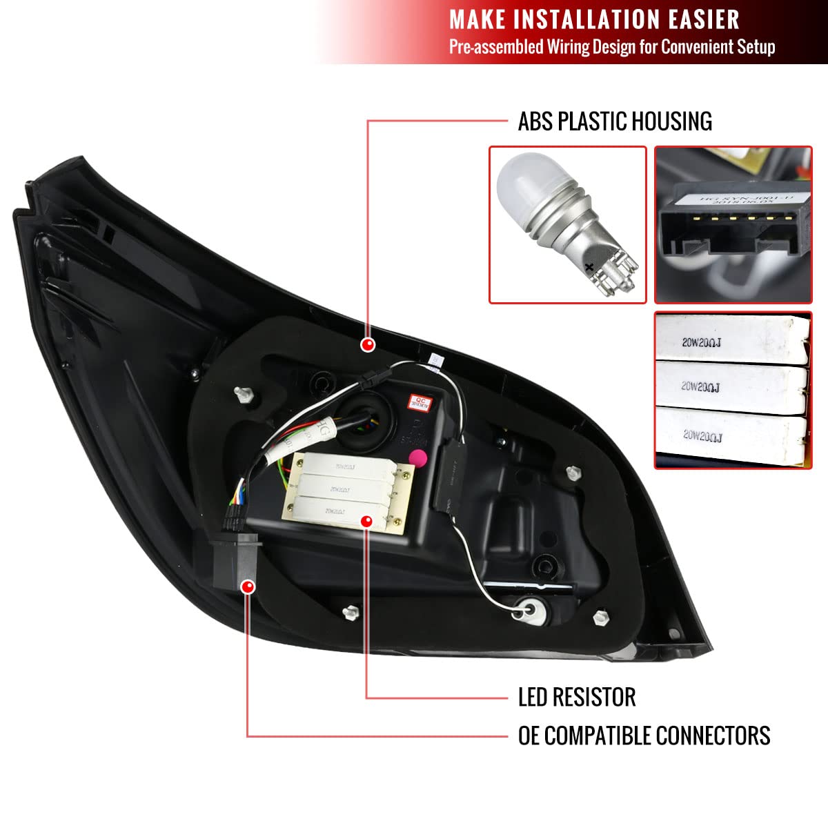 04-07 Pearl Black LED Tail Light Bar - Clear Brake Lamps for Improved Visibility & Style | Perfect for Night Driving & Custom Car Upgrades