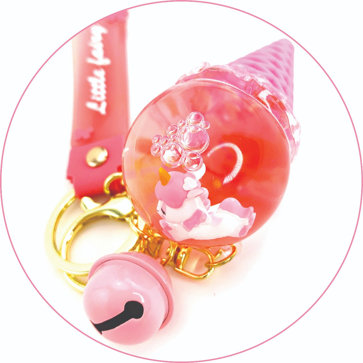 Pink Unicorn Dome Keychain for Ice Cream Lovers - Cute Gift for Girls, Kids & Kawaii Fans - Perfect for Backpacks, Purses & Keyrings