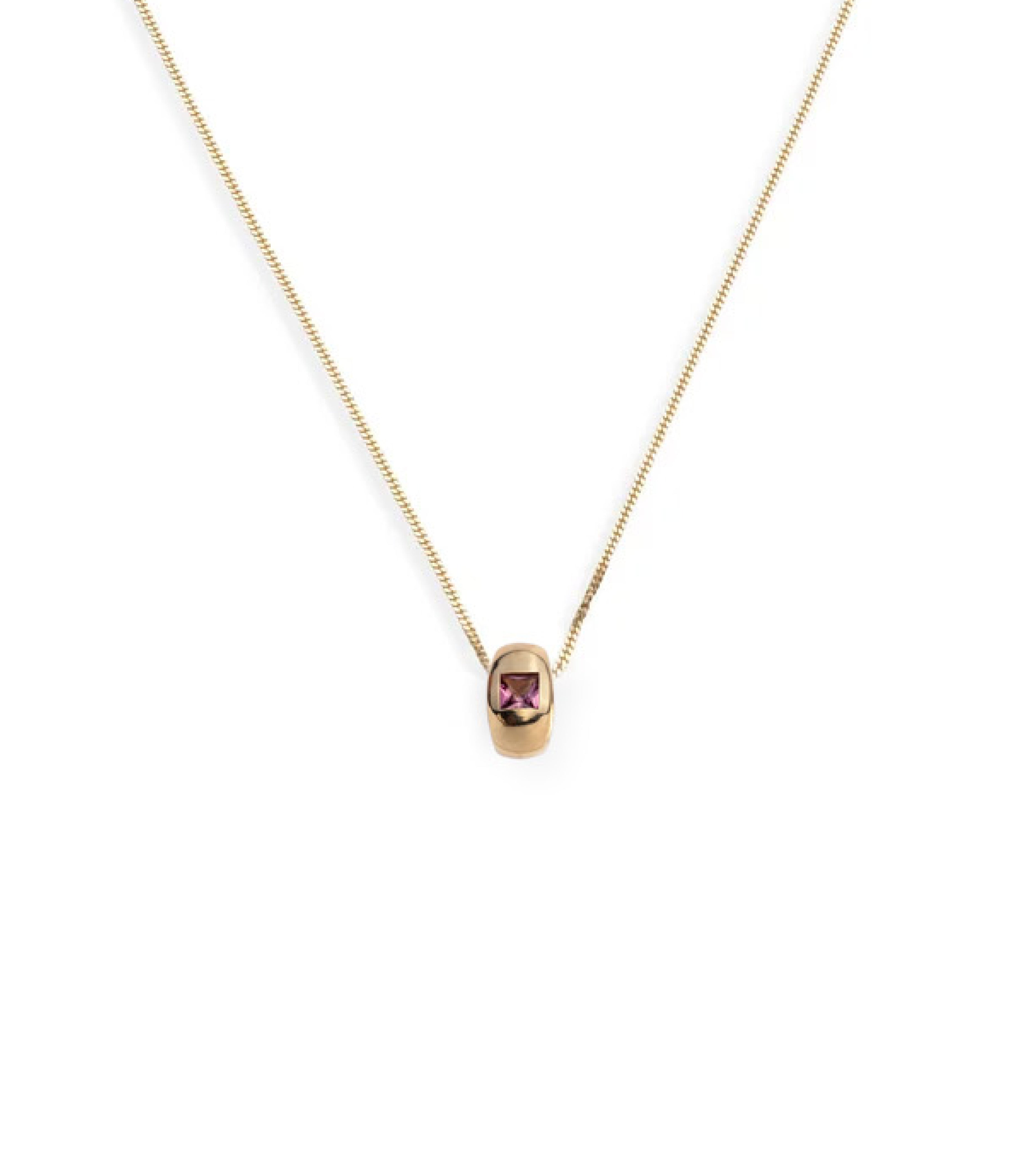 Princess Cut Pink Tourmaline & Diamond Love Necklace - 14K Gold Curb Chain Jewelry for Women, Valentine's Day Gift, Anniversary Present, Romantic Date Night Accessory