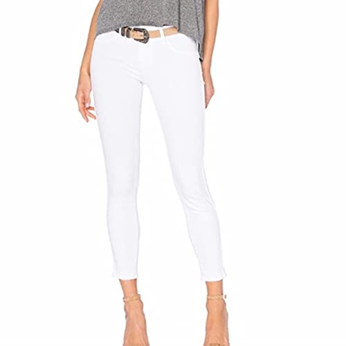 PAIGE Verdugo Crop Jeans for Women - High Waist Distressed Denim Pants in Optic White (Size 27) | Perfect for Casual Outfits, Weekend Wear & Street Style Fashion