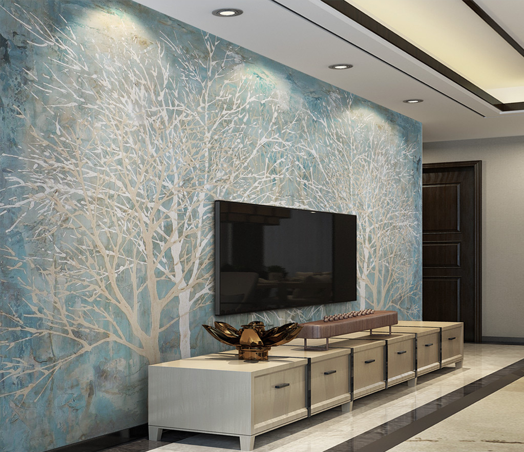 Winter Tree Wallpaper Murals - Nature-Inspired Forest Scenes for Home & Office Decor | Perfect for Living Rooms, Bedrooms, and Commercial Spaces