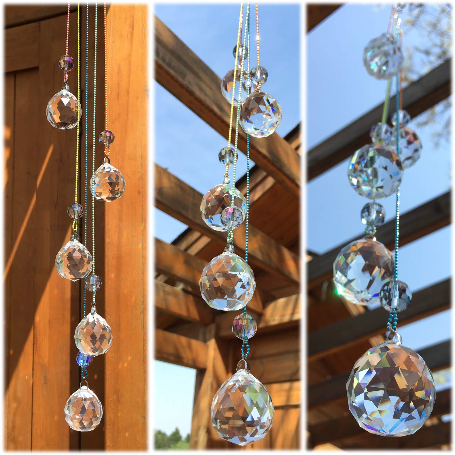 Rainbow Maker Crystal Ball Prism Suncatcher - Hanging Ornament for Home & Garden Decor - Creates Beautiful Light Reflections for Windows, Patios, and Meditation Spaces