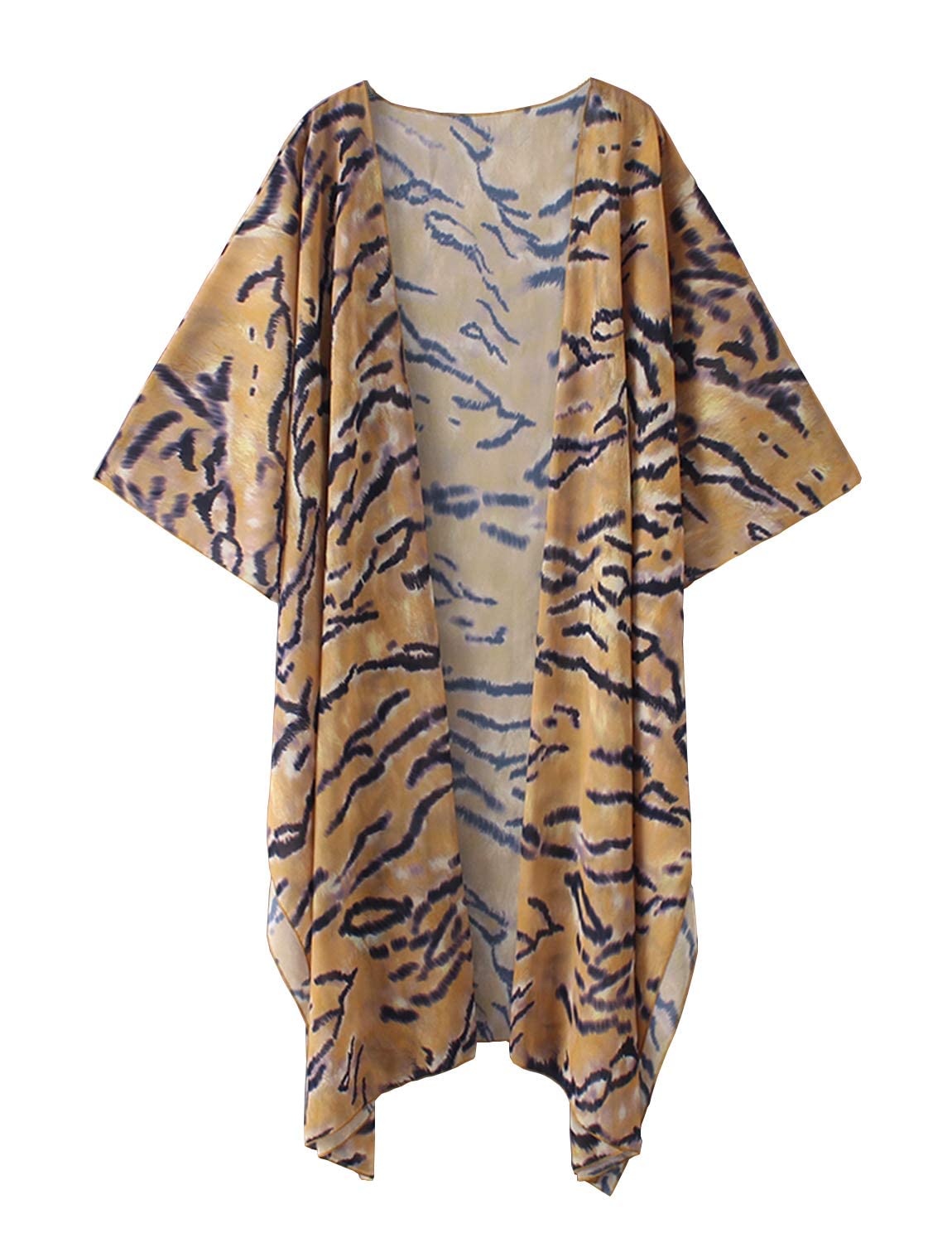 MayBuy Women's Summer Long Flowy Kimono Cardigan - Boho Chiffon Beach Cover Up Top for Women - Lightweight Loose Open Front Cardigan for Beach, Pool, Vacation & Outdoor Wear