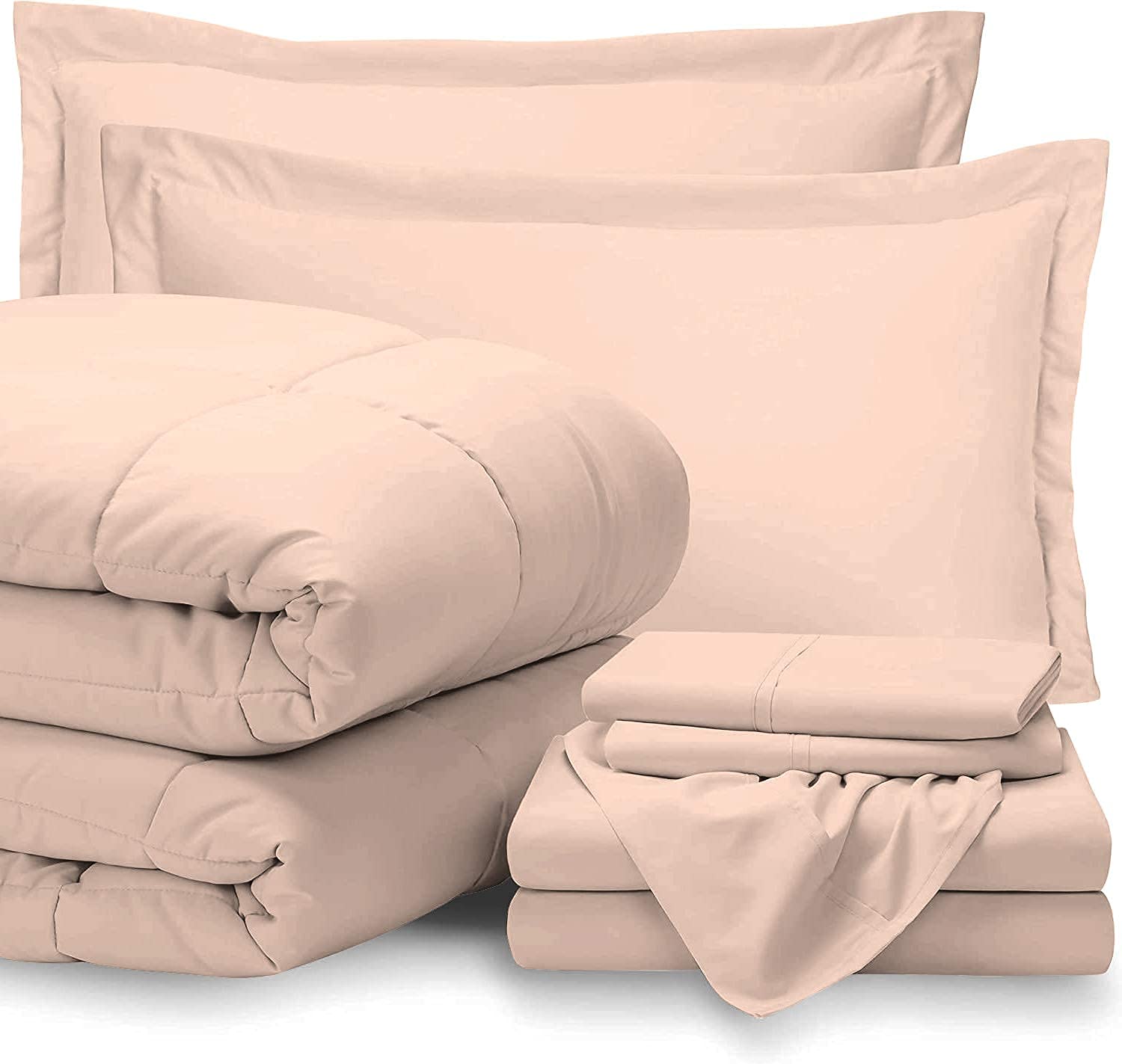 7-Piece Queen Size Bed-in-A-Bag Comforter Set - 100% Cotton 600TC Luxury Bedding with 18