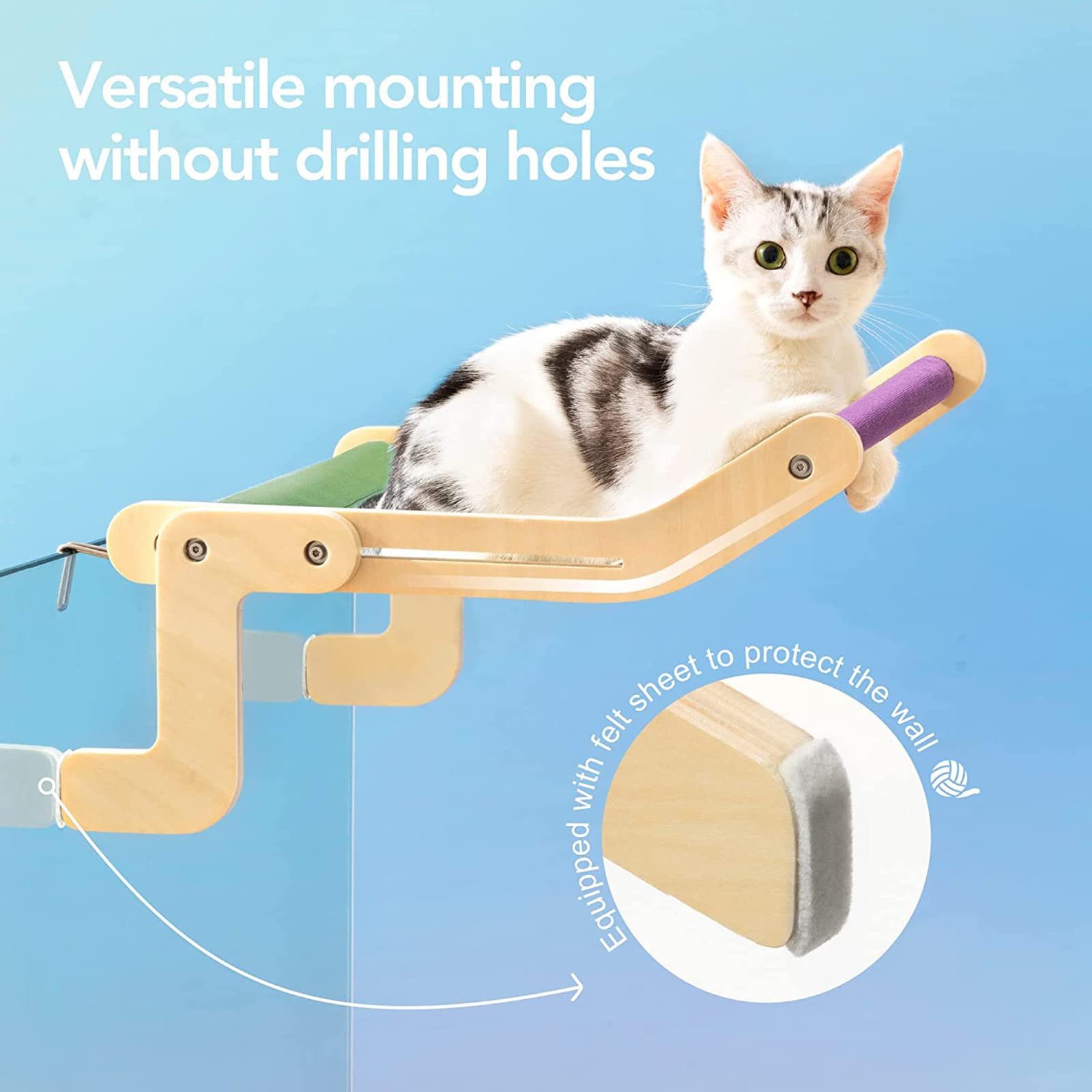 Premium Cat Window Perch - Sturdy Cat Bed Hammock & Window Seat for Indoor Cats - No Drilling Space-Saving Cat Shelf Holds 40 lbs - Perfect for Sunny Naps & Bird Watching