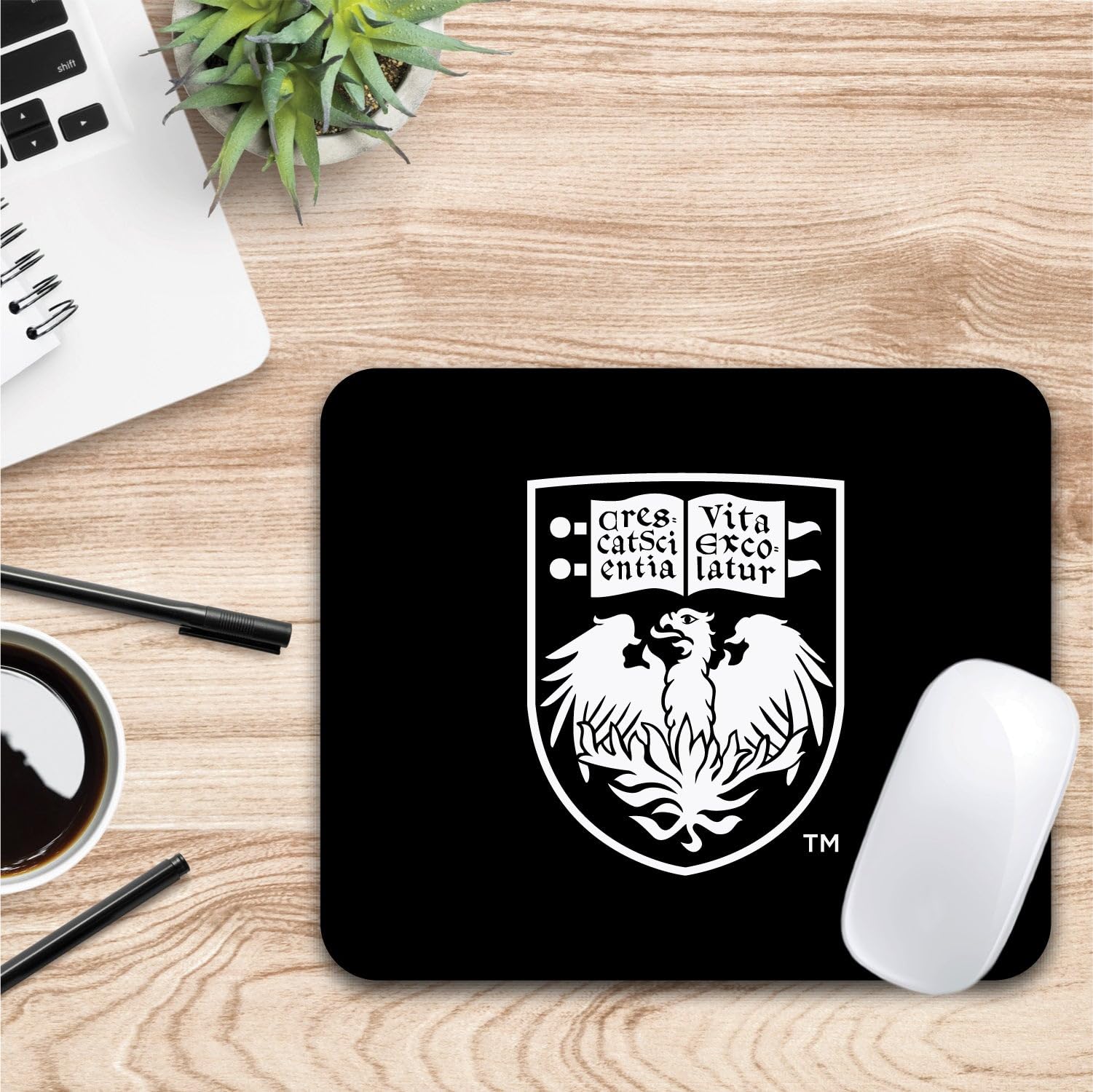 University of Chicago Standard Fabric Mouse Pad - OTM Essentials Desk Accessory for Work & Gaming with Triple Wordmark V1 Design - Perfect for Office, Home & Dorm Room Setup