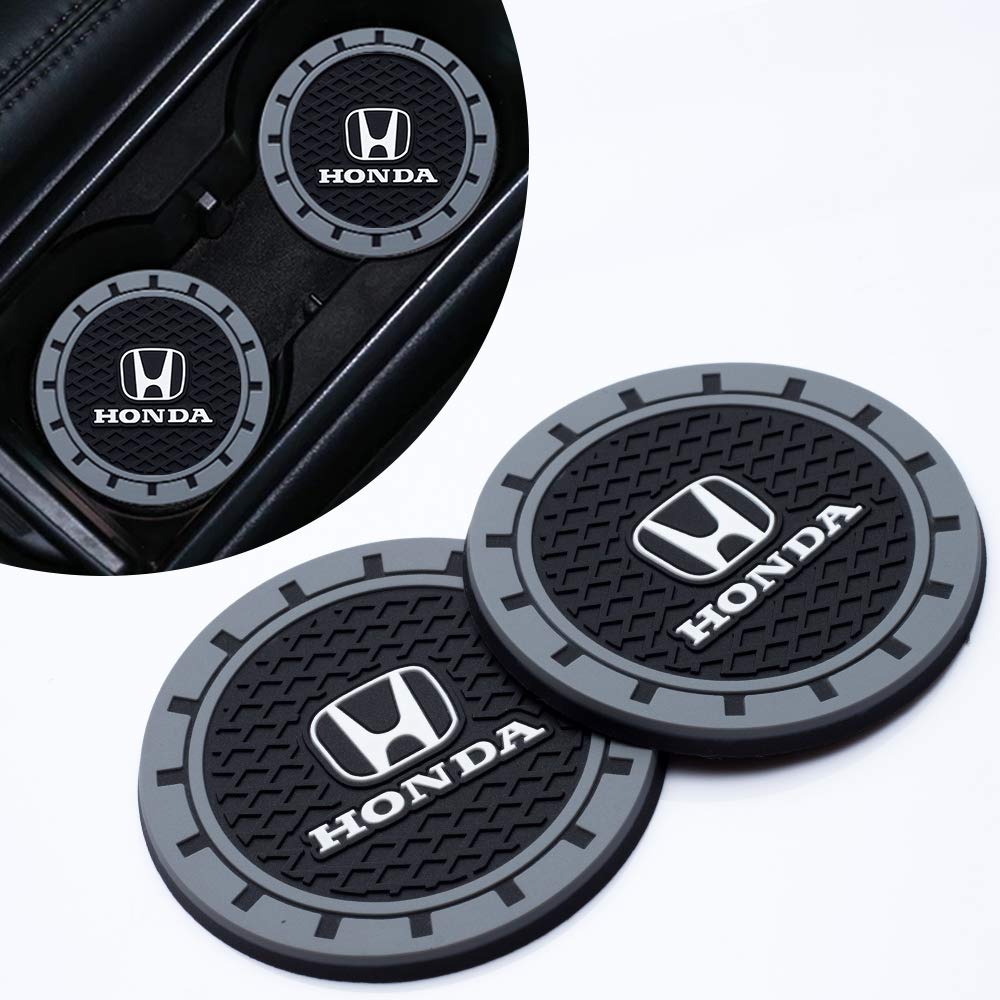 2Pcs Non-Slip Silicone Cup Holder Coasters for Honda CRV, Pilot, Civic, Accord - Car Interior Accessories with Logo (2.75 Inch) - Perfect for Preventing Spills and Protecting Your Vehicle's Cup Holders