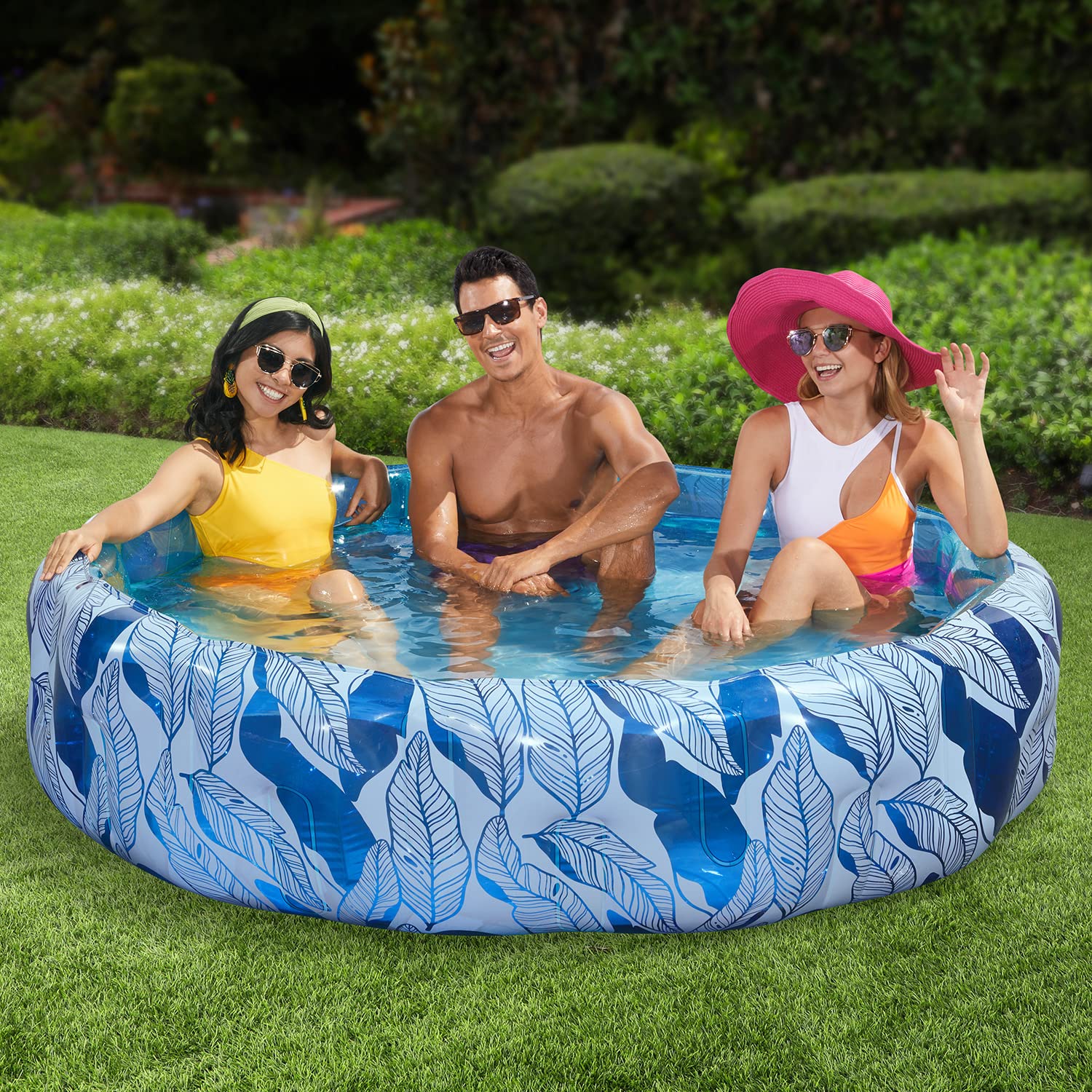 Funsicle 66x18 Inch Round Sapphire Blue Inflatable Plunge Pool for Adults - Above Ground Cooling Pool for Backyard, Patio & Summer Relaxation