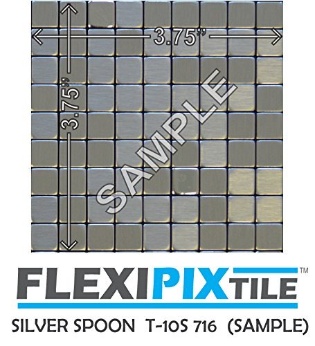 Premium Aluminum Mosaic Peel & Stick Tile - Kitchen Backsplash & Accent Wall Decor - Silver Spoon Design - Easy DIY Installation for Home Renovation - Perfect for Bathroom, Fireplace, and Commercial Spaces