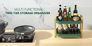 2-Tier Cup Storage Rack - Double Layer Tea & Coffee Mug Organizer with Drain Tray - Space Saving Kitchen Countertop Organizer for Glassware, Cups and Mugs - Perfect for Home, Office or Restaurant Use