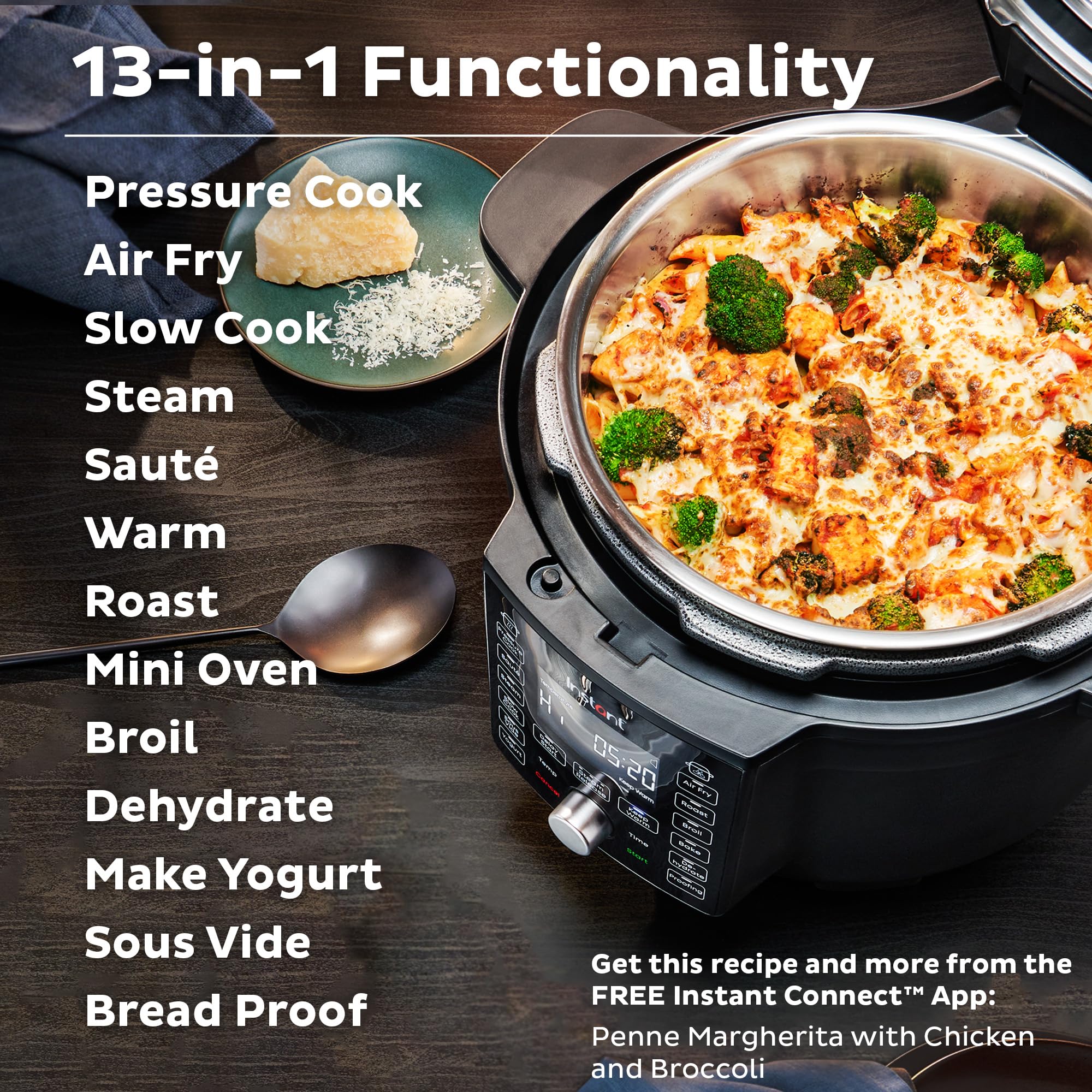 Instant Pot Duo Crisp Ultimate Lid - 13-in-1 Multi-Cooker with Air Fryer & Pressure Cooker Functions | Sauté, Slow Cook, Bake, Steam, Roast, Dehydrate, Sous Vide & More | 6.5 Quart Black | Includes Smart App with 800+ Recipes | Perfect for Family Dinners, Meal Prep & Healthy Cooking