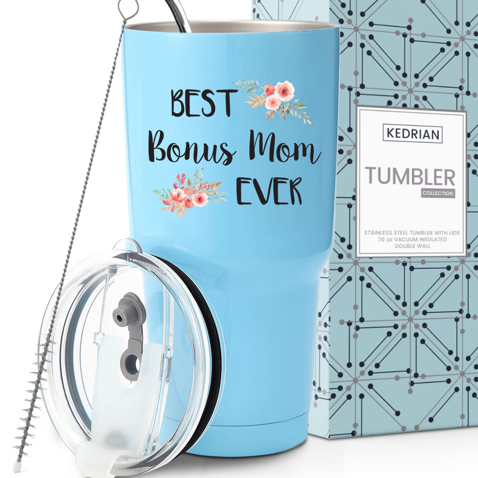 KEDRIAN 30oz Stepmom Tumbler - Best Bonus Mom Gift for Mother's Day, Birthday & Appreciation - Insulated Stainless Steel Travel Mug with Lid for Coffee, Tea & Cold Drinks - Perfect for Work, Home & Outdoor Activities