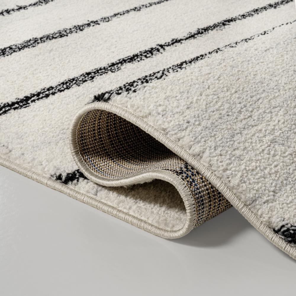 Williamsburg Minimalist Stripe Area Rug - Soft Modern Wool Carpet for Living Room, Bedroom & Office - Neutral Home Decor Rug