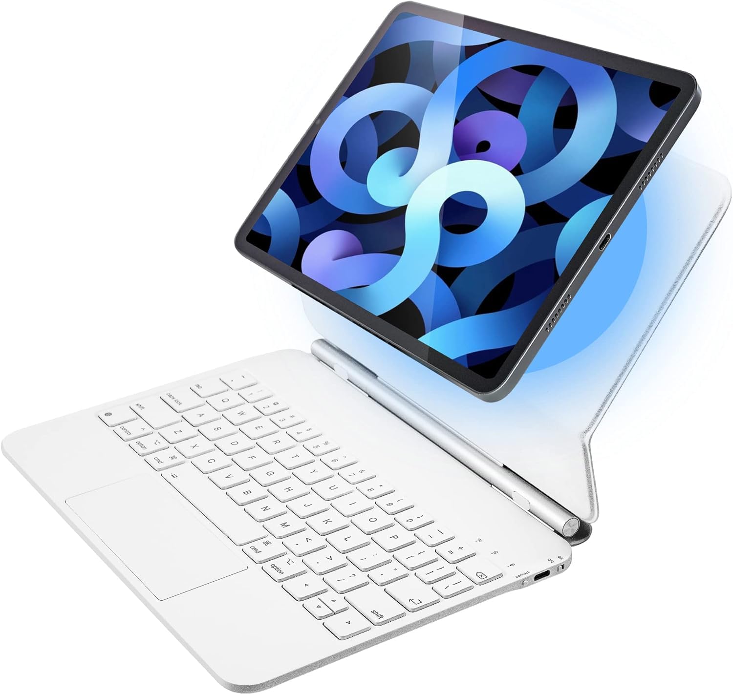 QUARK Magic Keyboard Case for iPad Pro 11-inch (M4, 2024) - Backlit Keyboard with Multi-Touch Trackpad & Magnetic Stand | Perfect for Work, Study & Travel (White)