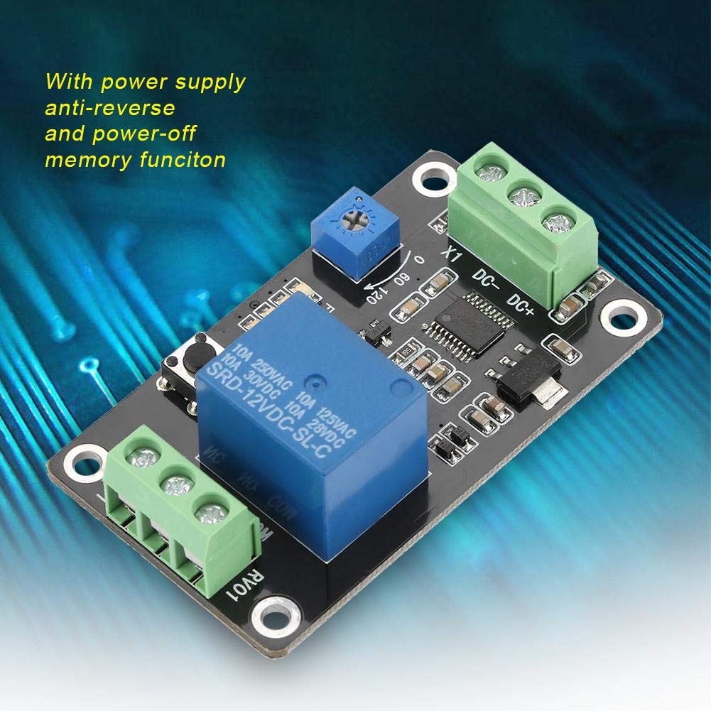 12V 24V Delay Timer Relay Module - Adjustable On/Off Time Switch with Self-Locking Function for Industrial Automation, Home Appliances and DIY Electronics Projects