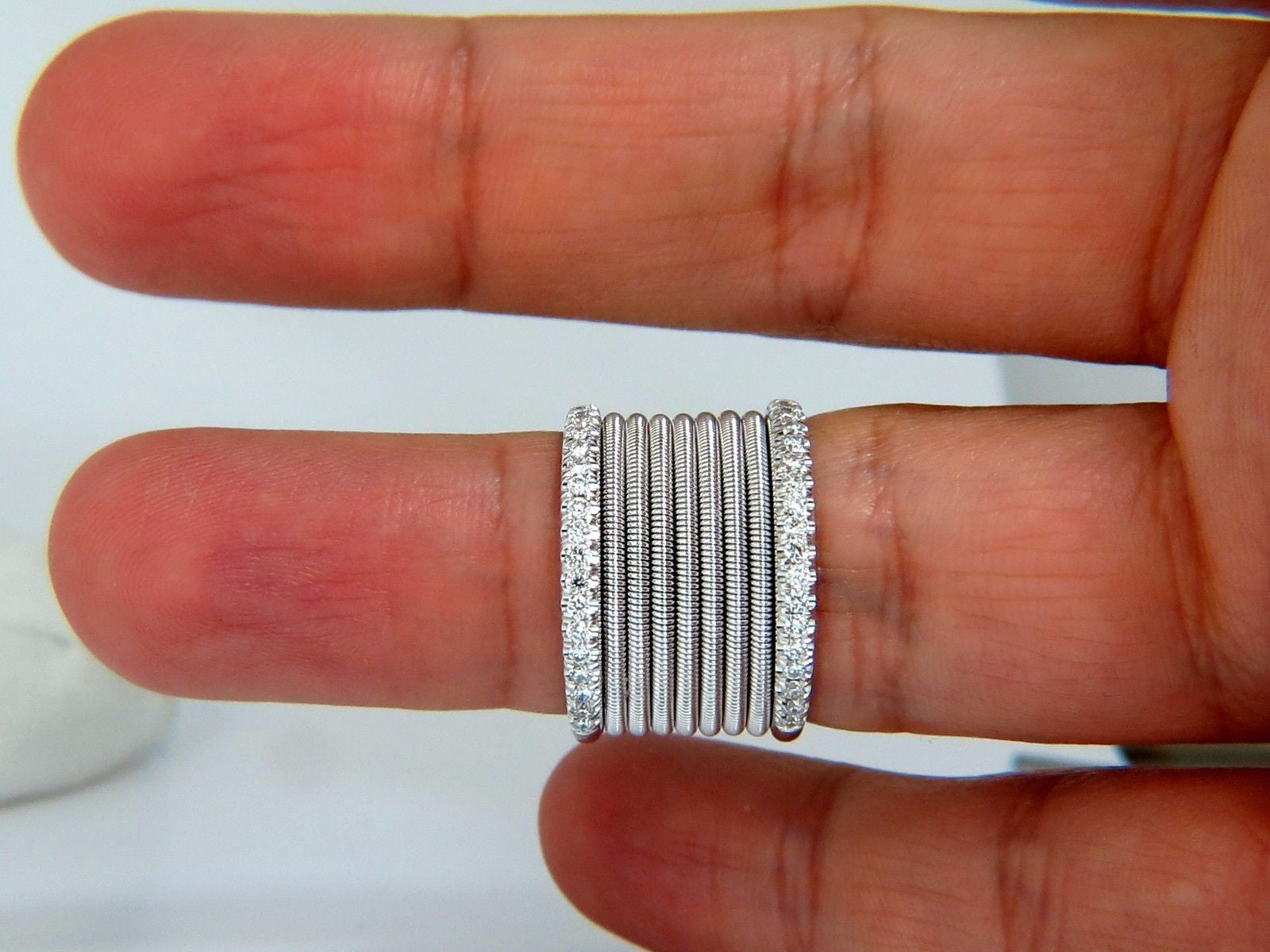 0.50ct Natural Round Bead Set Diamond Wide Band 18K Gold Coil Wrap Stackable Ring for Women - Perfect for Stacking, Layering & Everyday Elegance