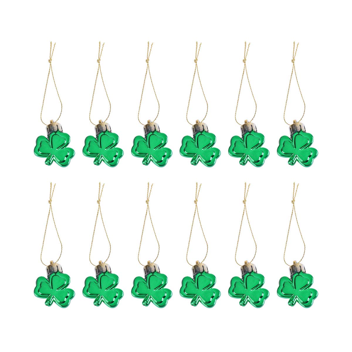 12pcs Shamrock Hanging Pendants - Lucky Irish Party Decorations, Plastic Clover Ornaments for St. Patrick's Day Party Supplies - Perfect for Home, Bar & Office Decor