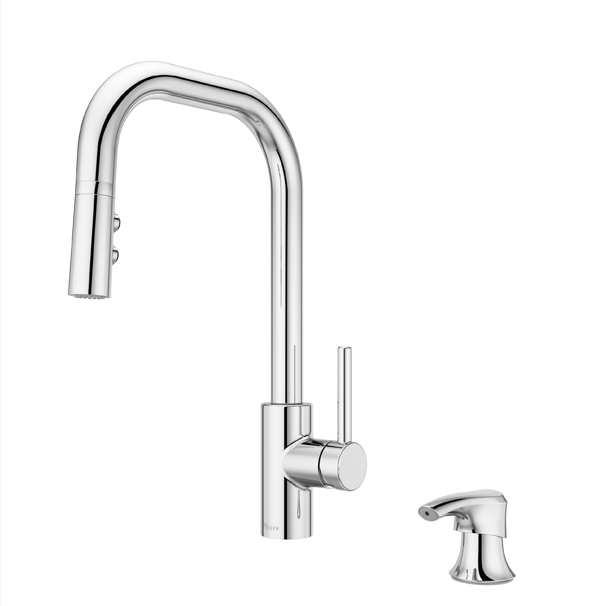 Pfister Zanna Single Handle High Arc Kitchen Faucet with Pull Down Sprayer & Soap Dispenser - Polished Chrome Finish (Model F5297ZNRC) - Perfect for Modern Kitchens & Food Prep Stations