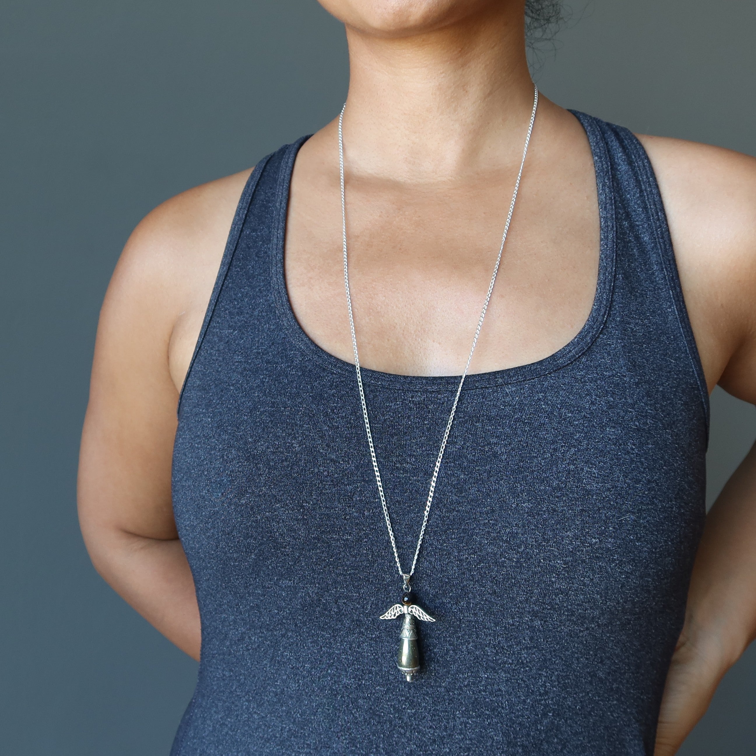 Pyrite Necklace for Women - Radiant Gold Angel Pendant with Natural Gemstone, Elegant Jewelry Gift for Birthday, Anniversary & Special Occasions | Perfect for Everyday Wear & Spiritual Healing