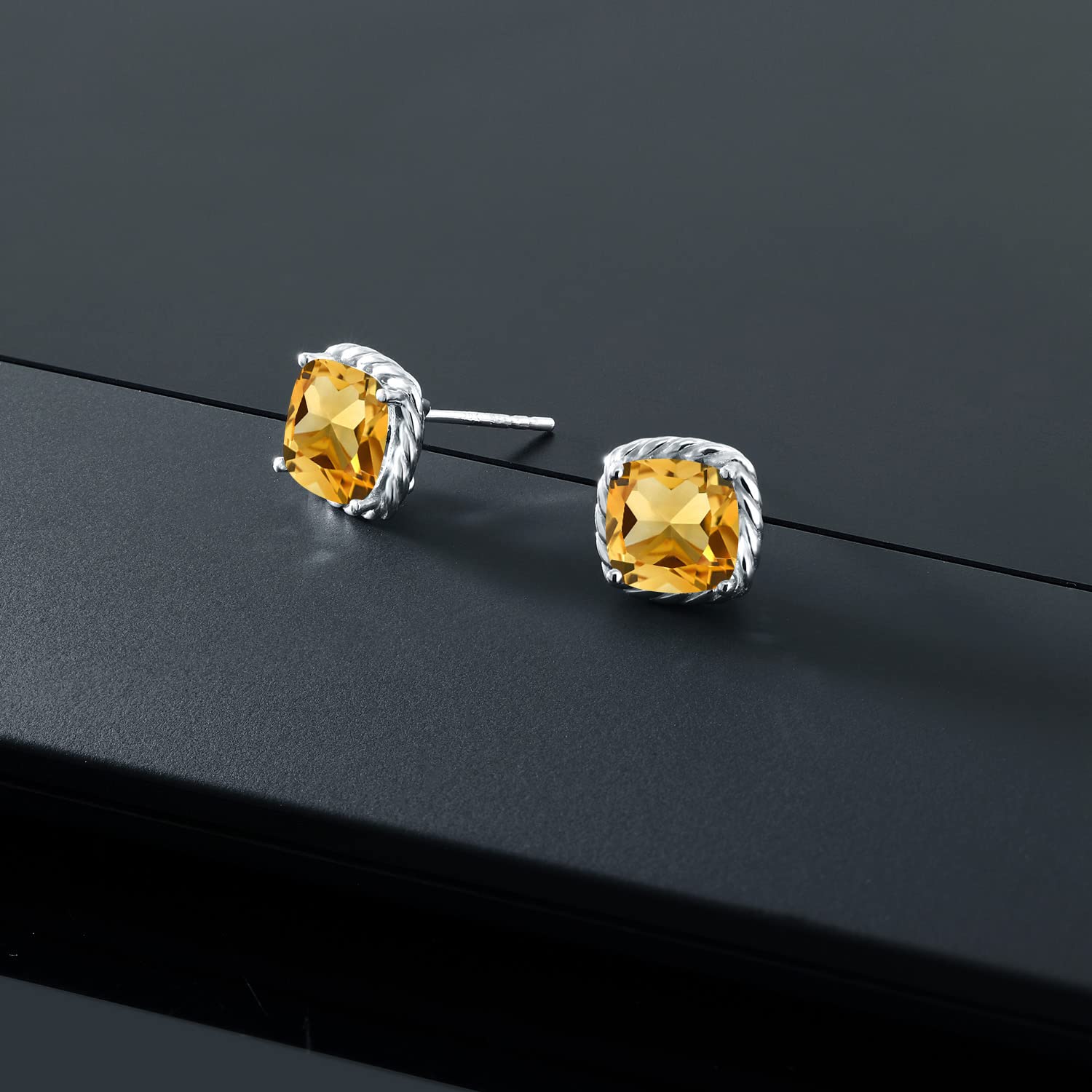 10K White Gold 7MM Cushion Cut Birthstone Stud Earrings for Women & Men | Gemstone Jewelry Gifts for Her, Mom, Wife | Anniversary, Birthday, Valentine's Day Present | Fine Jewelry for Everyday Wear & Special Occasions