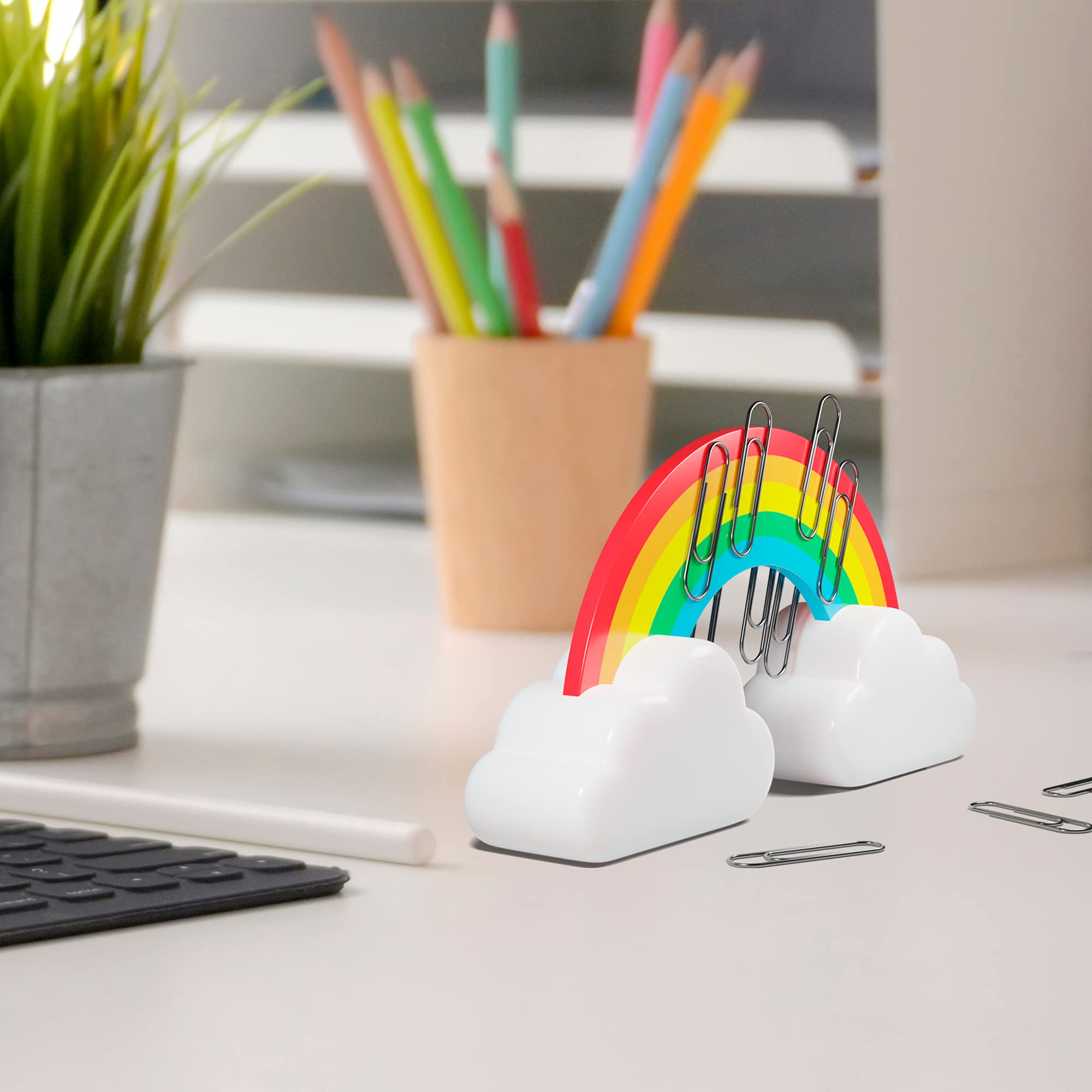 Colorful Rainbow Paperclip Holder Magnet - Office & Desk Organizer for Clips, Pins & Small Items - Perfect for Home, Office & School Organization