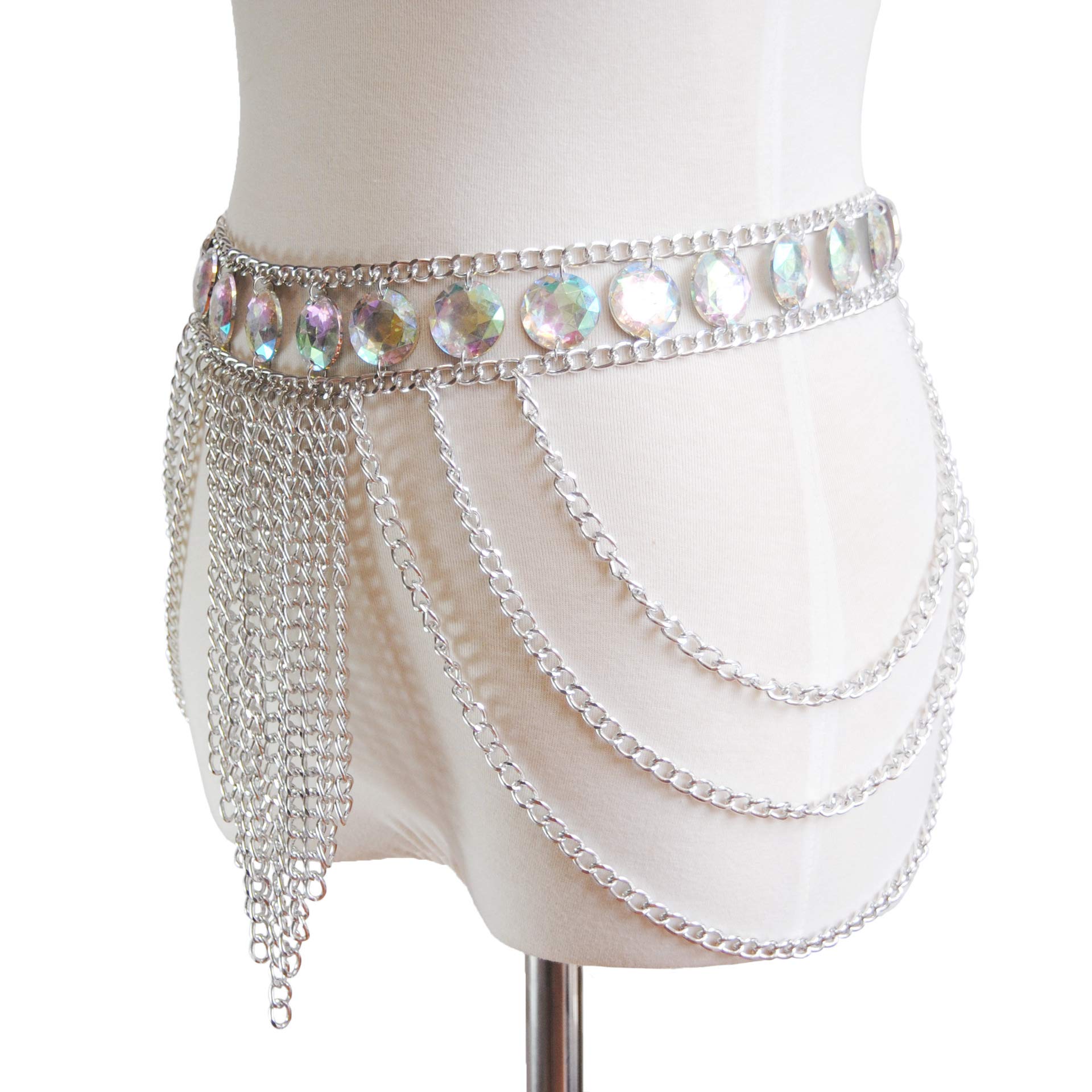 Connie Cloris Women's Sexy Body Chain Jewelry - Elegant Rhinestone Waist Chain for Parties, Beach & Date Night Outfits