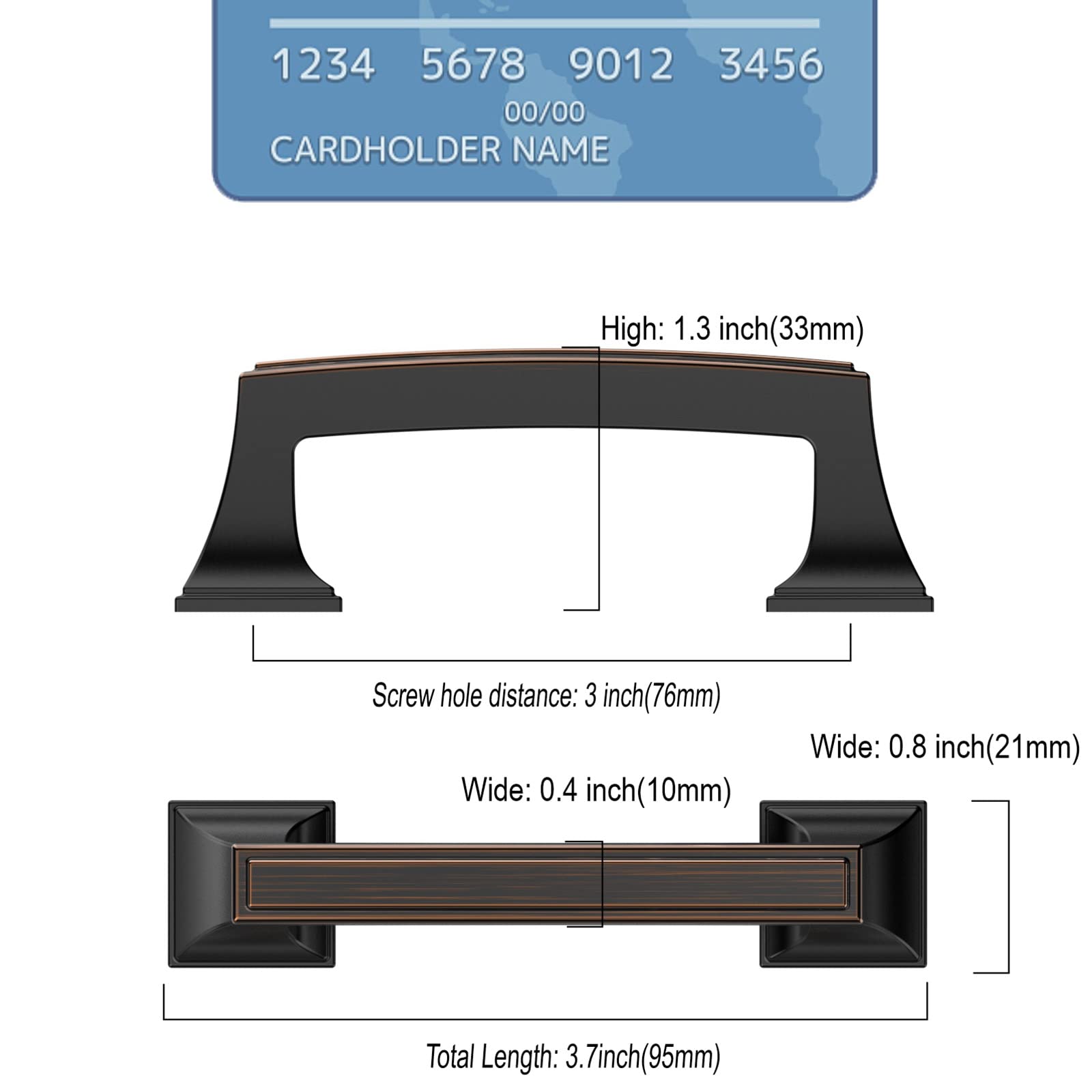 5 Pack Oil Rubbed Bronze 3 Inch Kitchen Cabinet Handles - Durable Cabinet Pulls & Drawer Hardware for Modern Kitchens, Bathrooms & Office Cabinets