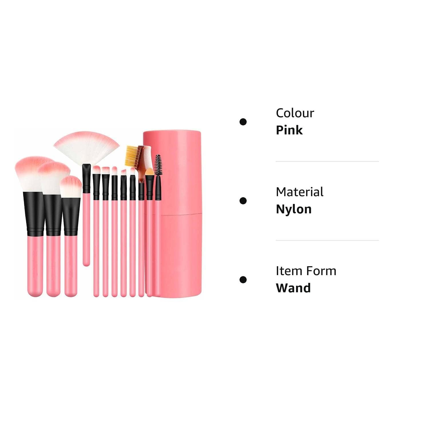 RONZILLE Professional 12-Piece Makeup Brush Set - Eyeshadow, Blending & Foundation Brushes with Storage Barrel for Women & Girls | Perfect for Travel, Home & Professional Makeup Artists