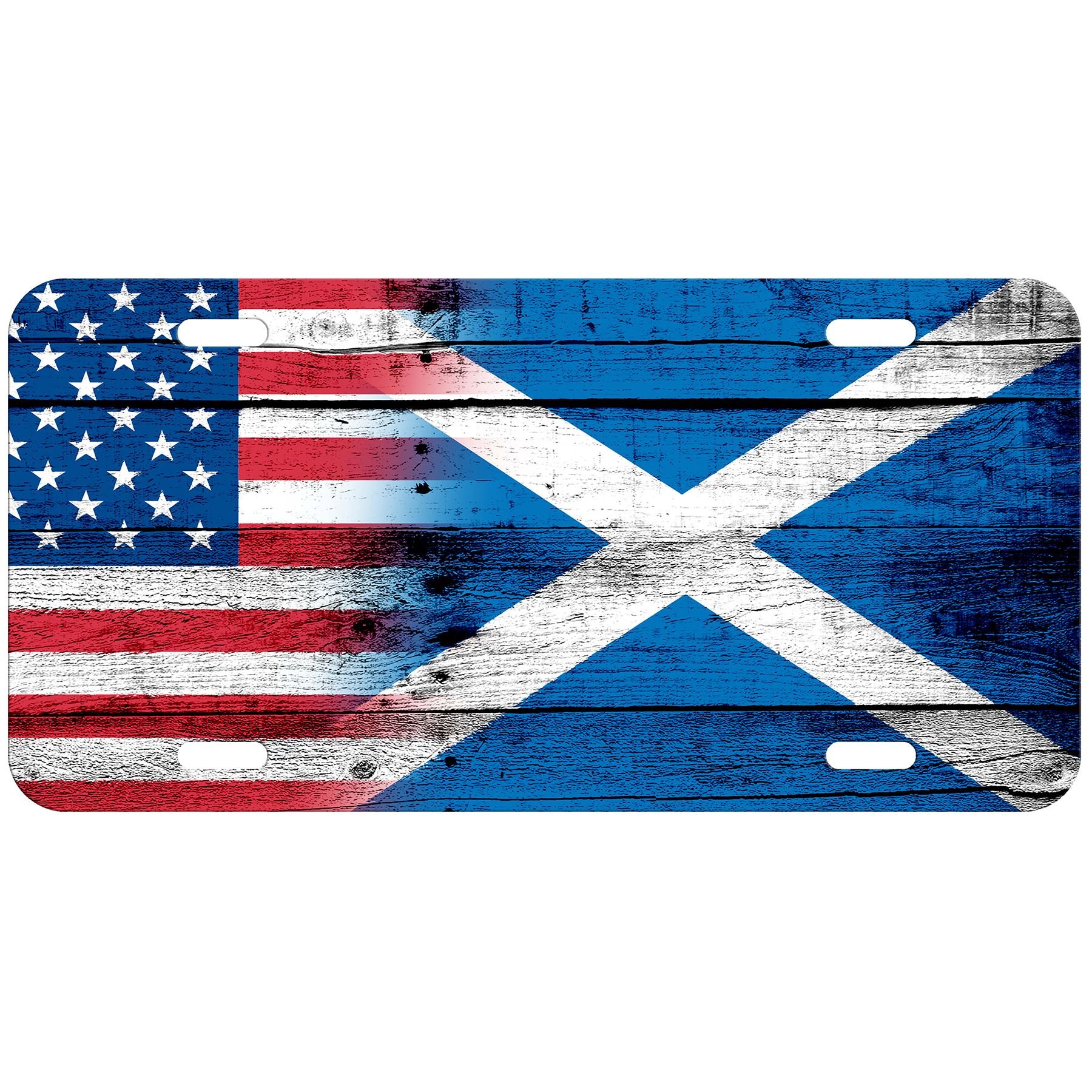 Aluminum License Plate - Scotland Flag Design - Durable Wood/USA Made - Perfect for Cars, Trucks, and Motorcycles