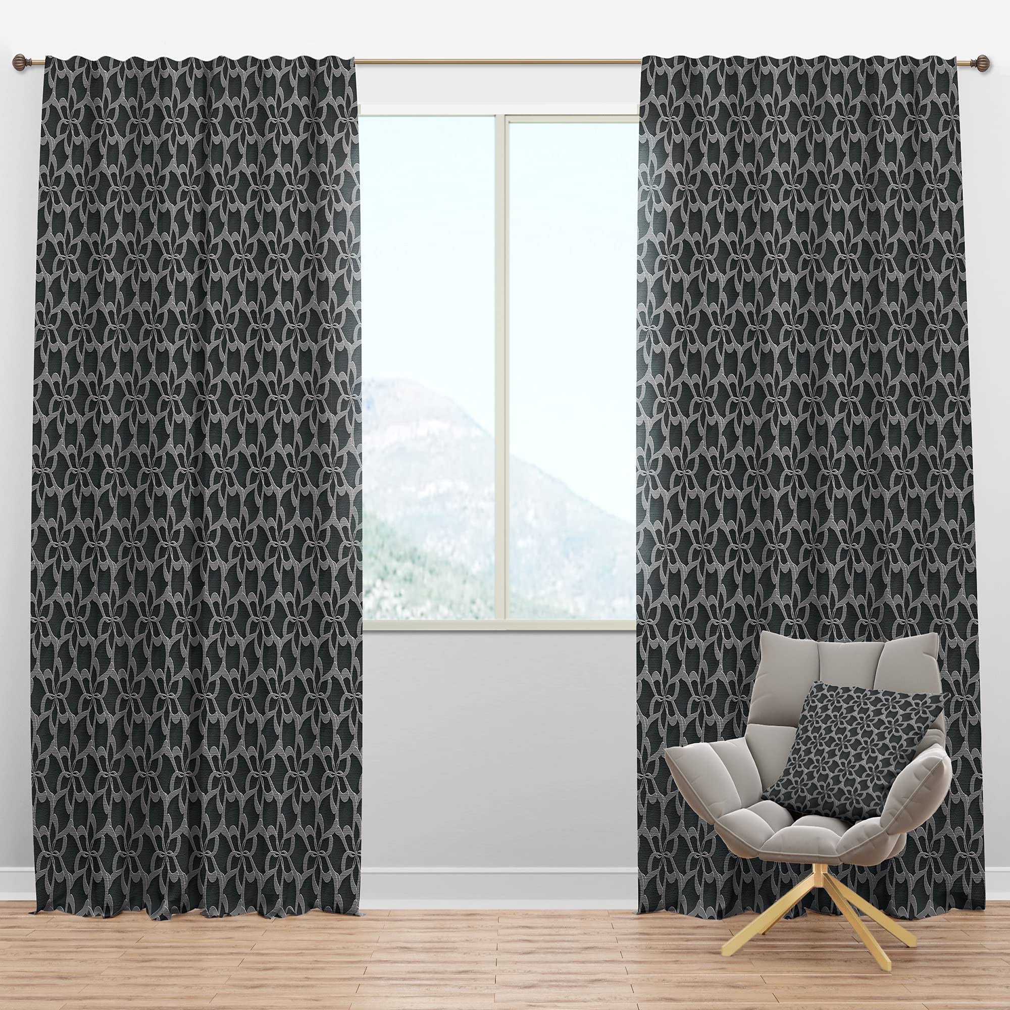 DesignQ Blackout Curtains with 3D Floral Pattern - Thermal Insulated Room Darkening Drapes for Bedroom & Living Room (52x120, Single Panel) - Perfect for Privacy, Light Control & Energy Efficiency