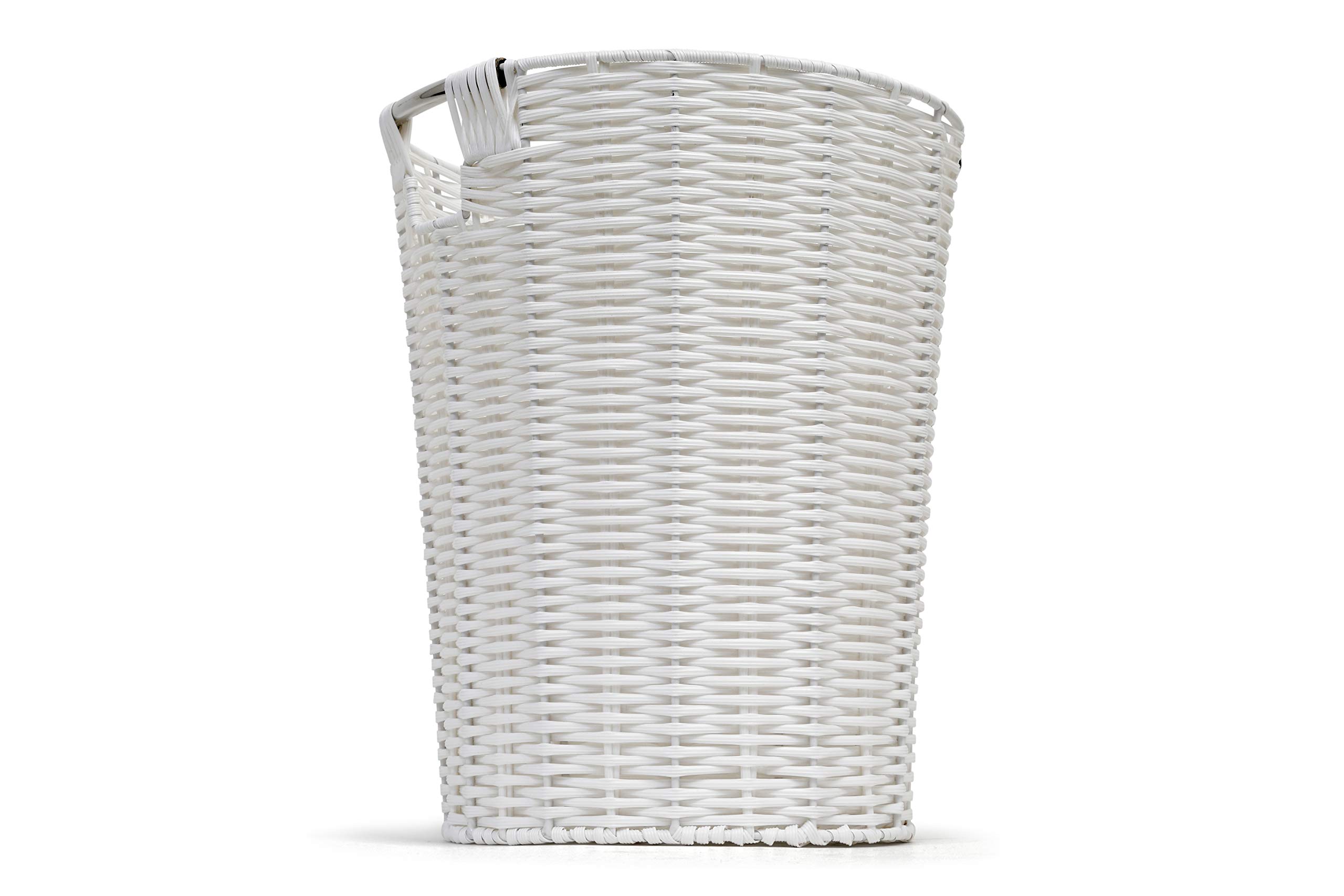 Premium White Resin Waste Paper Bin - Durable Round Trash Can for Home, Office & Hotel Use | Eco-Friendly Storage Basket for Recycling & Organization