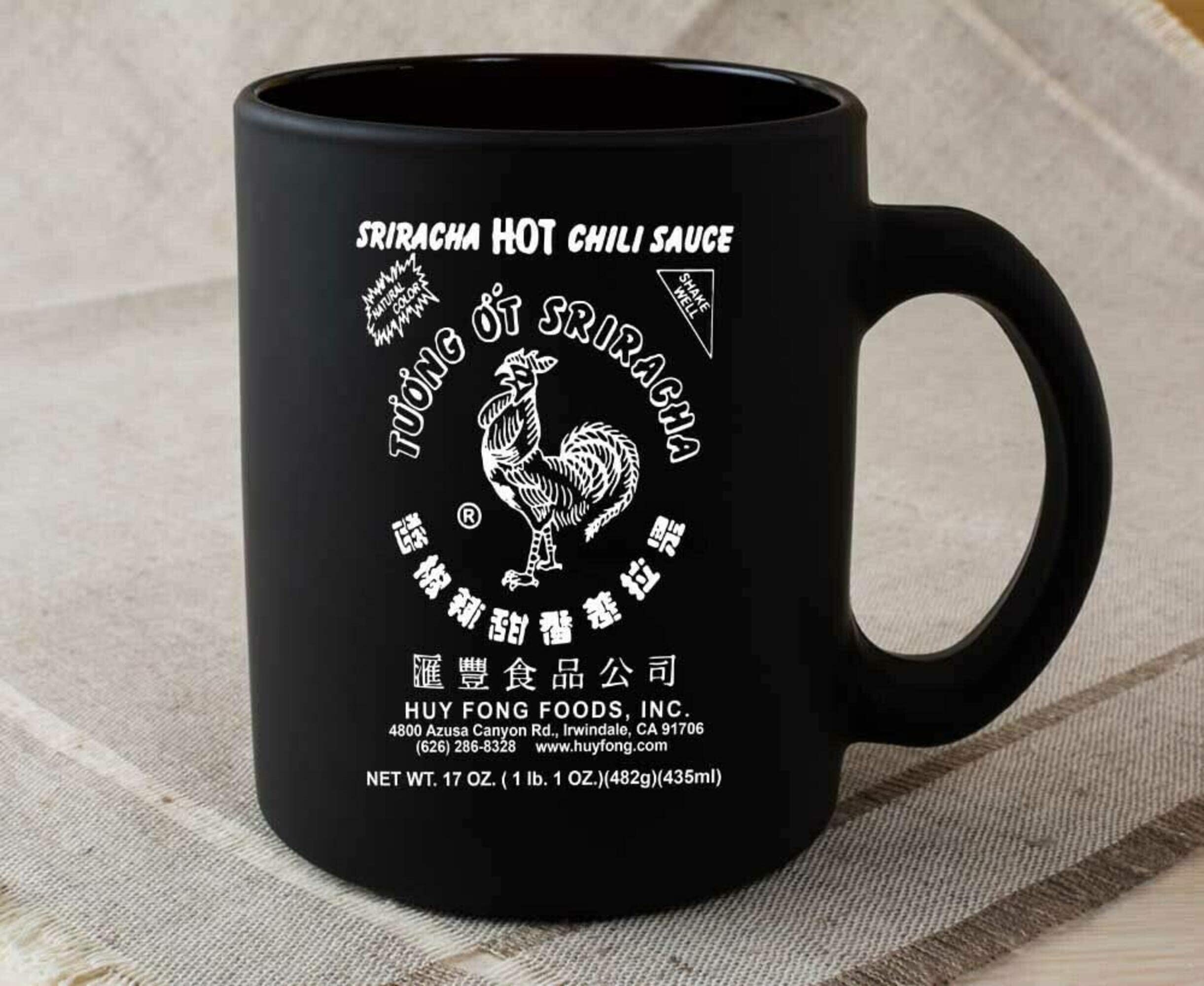 Sriracha Hot Sauce Ceramic Mug - Red & Green Spicy Design - Perfect for Coffee, Tea & Hot Drinks - Great Gift for Hot Sauce Lovers & Kitchen Decor
