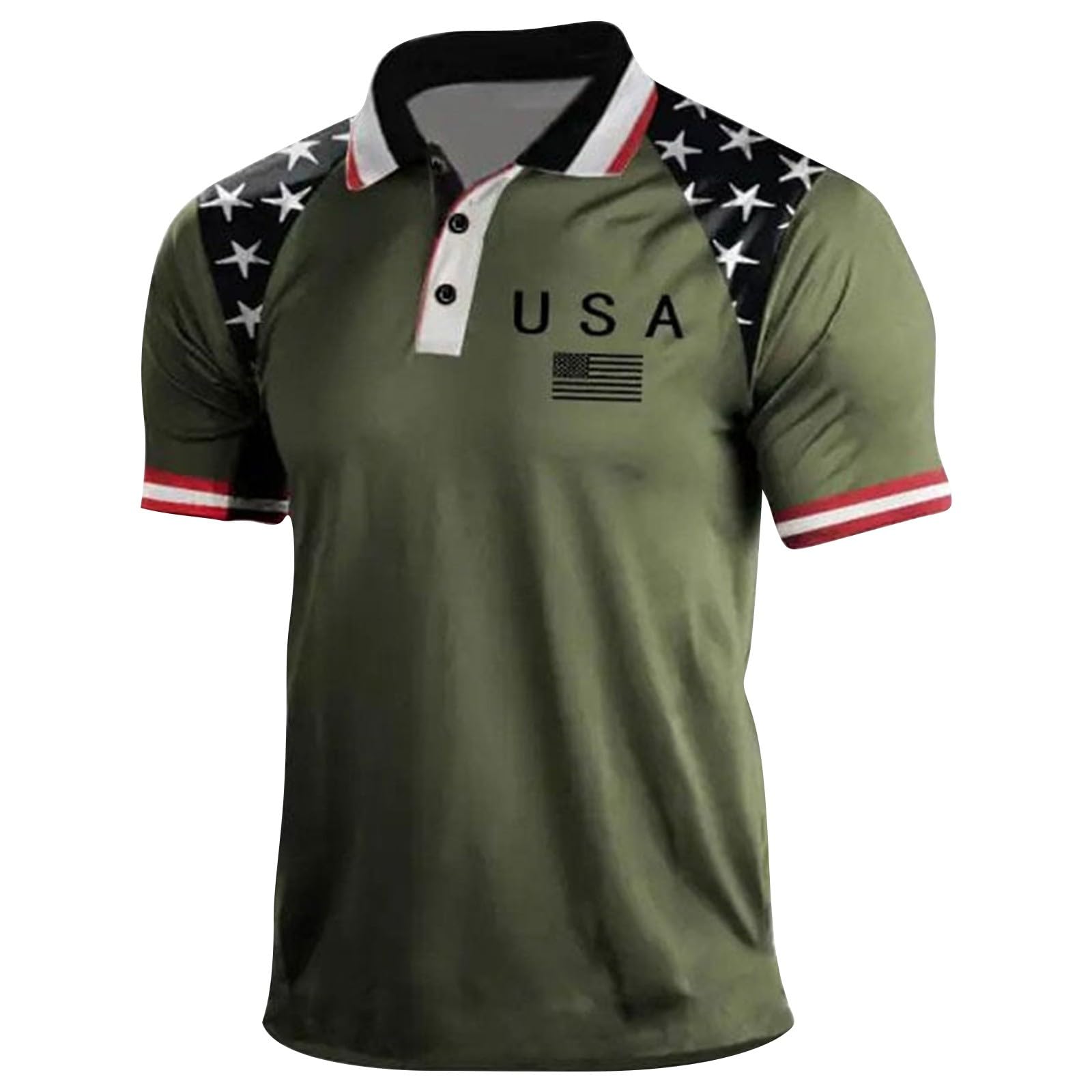Men's Patriotic 4th of July 1776 American Flag Print Polo Shirt - Short Sleeve Golf Shirt for Independence Day Celebrations, BBQ Parties & Outdoor Events