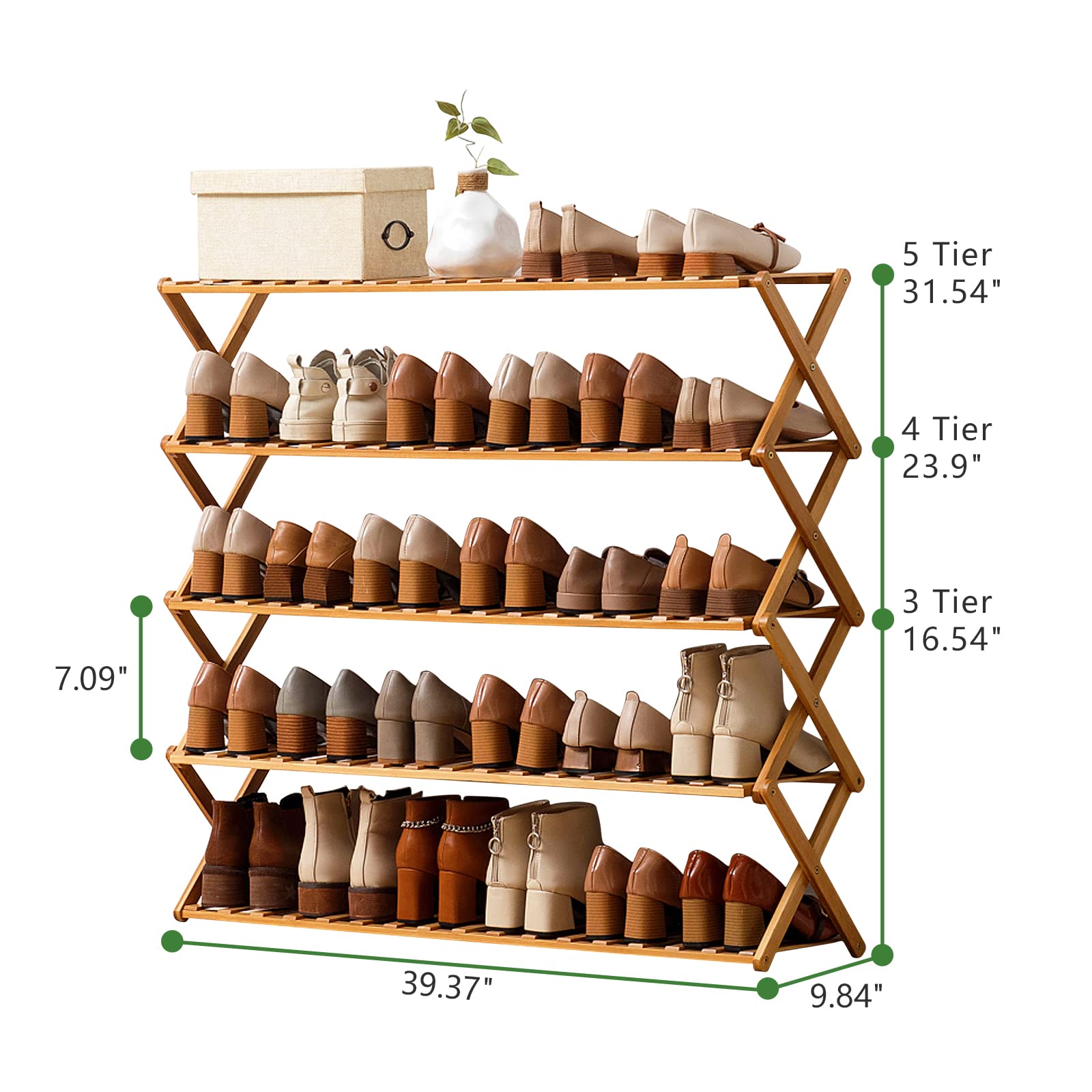 Choclaif 3-Tier Bamboo Shoe Rack - Free Standing Shoe Organizer for Closet, Bedroom, Entryway & Hallway - Space Saving Shoe Shelf for Living Room & Home Organization - Perfect for Small Spaces & Shoe Storage Solutions