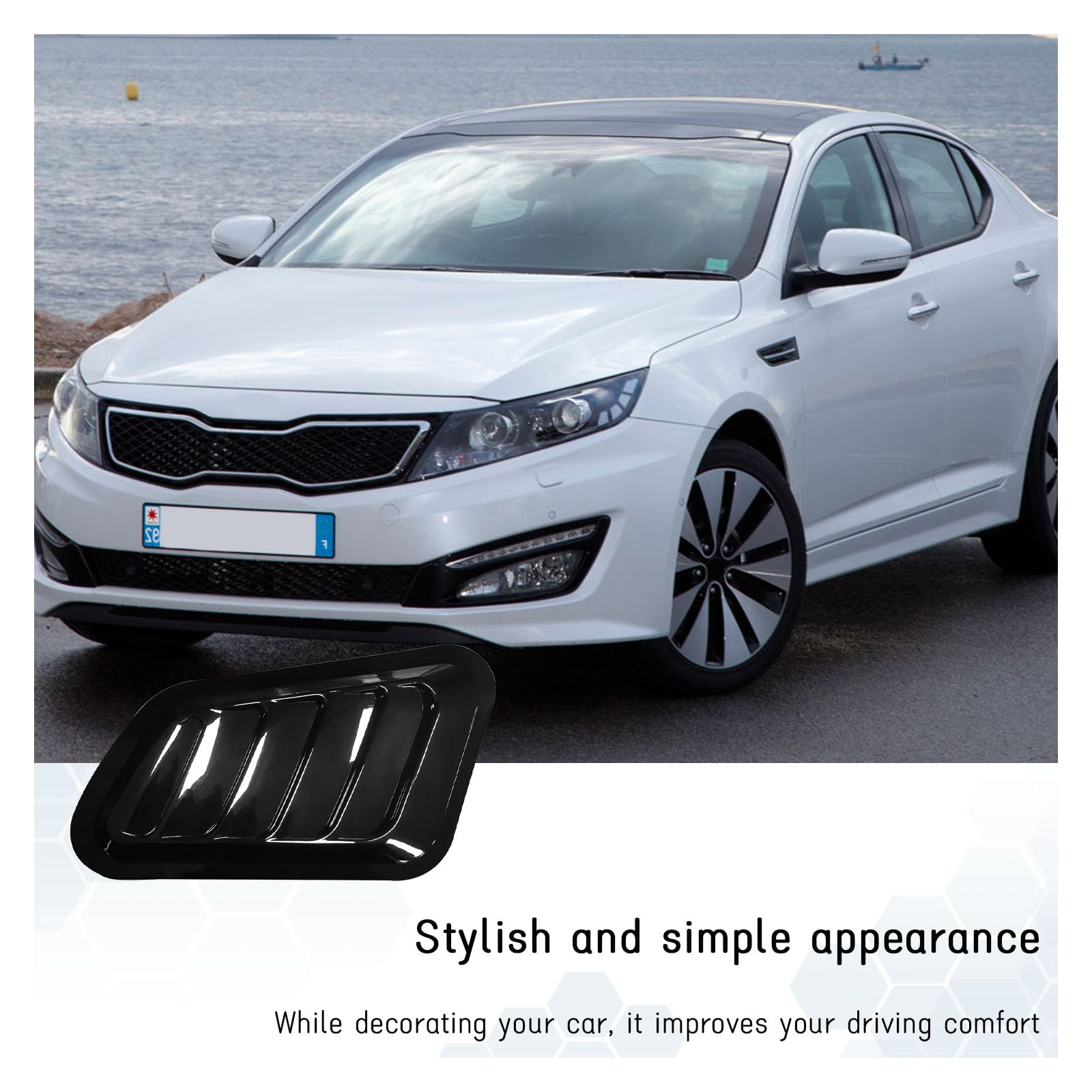 2PCS Universal Car Hood Air Vent Cover - Black Engine Hood Scoop & Front Air Vents Trim for Most Vehicles | Automotive Exterior Decor Accessories | Perfect for Car Shows & Performance Upgrades