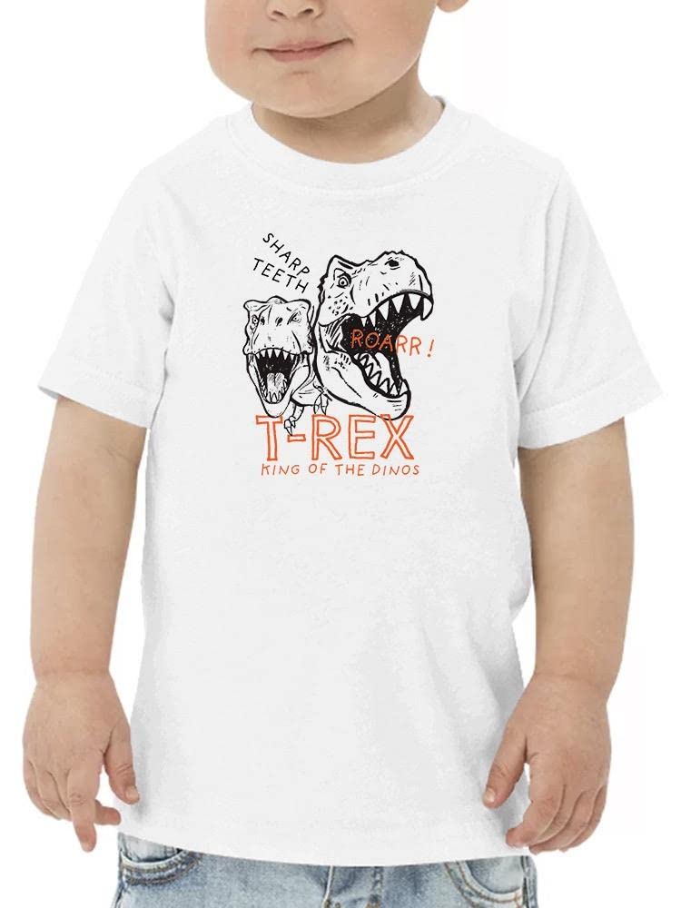 Sharp Teeth T-Rex King of Dinosaurs Toddler T-Shirt - Cute Dinosaur Graphic Tee for Boys & Girls - Perfect for Playdates, Preschool & Dinosaur Theme Parties