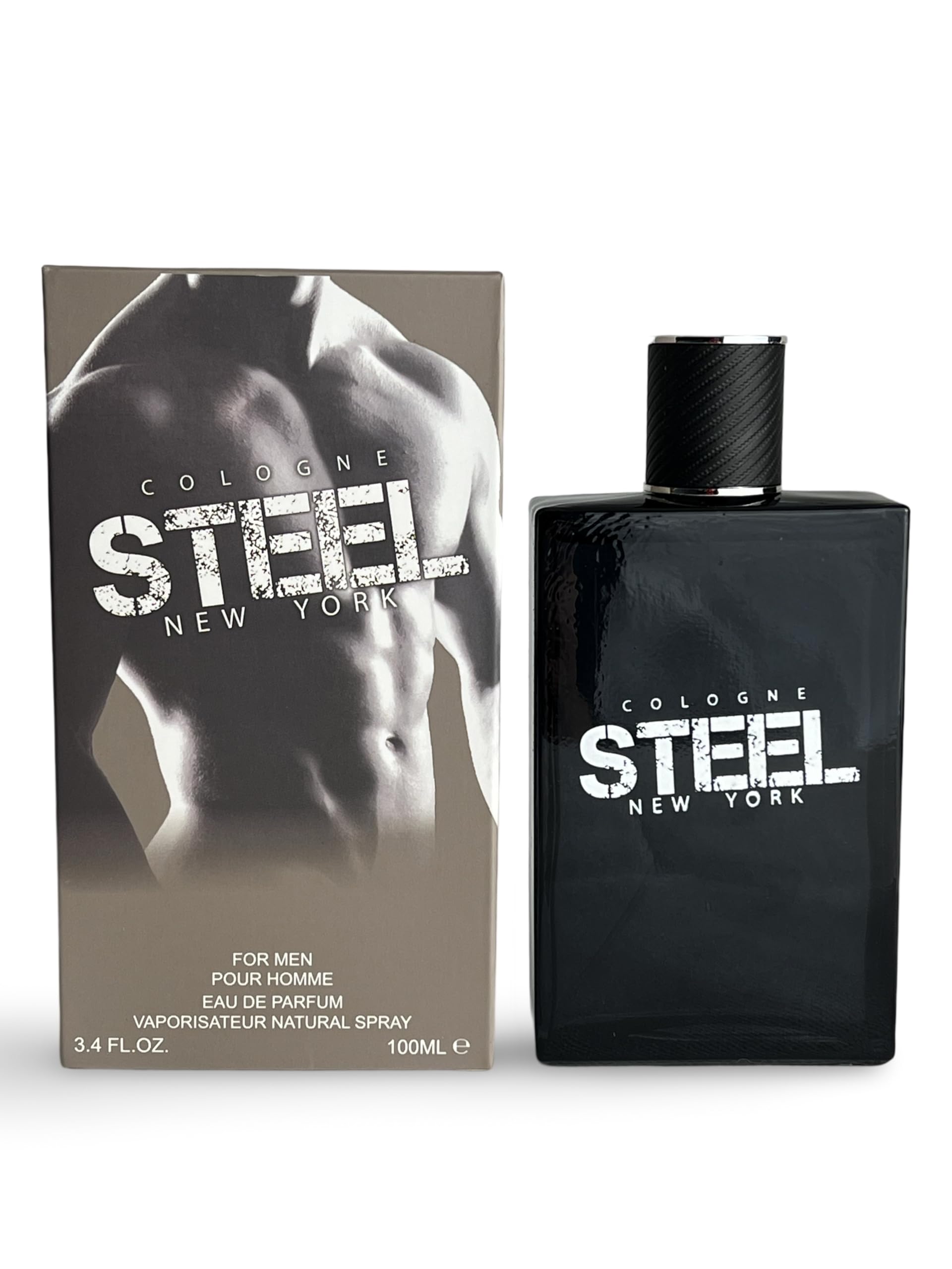 STEEL New York Men's Eau de Parfum - 3.4 Fl Oz Cologne with Grapefruit, Bergamot & Spicy Notes - Fresh Citrus & Woody Fragrance for Day & Night Wear - Perfect for Office, Date Night & Special Occasions