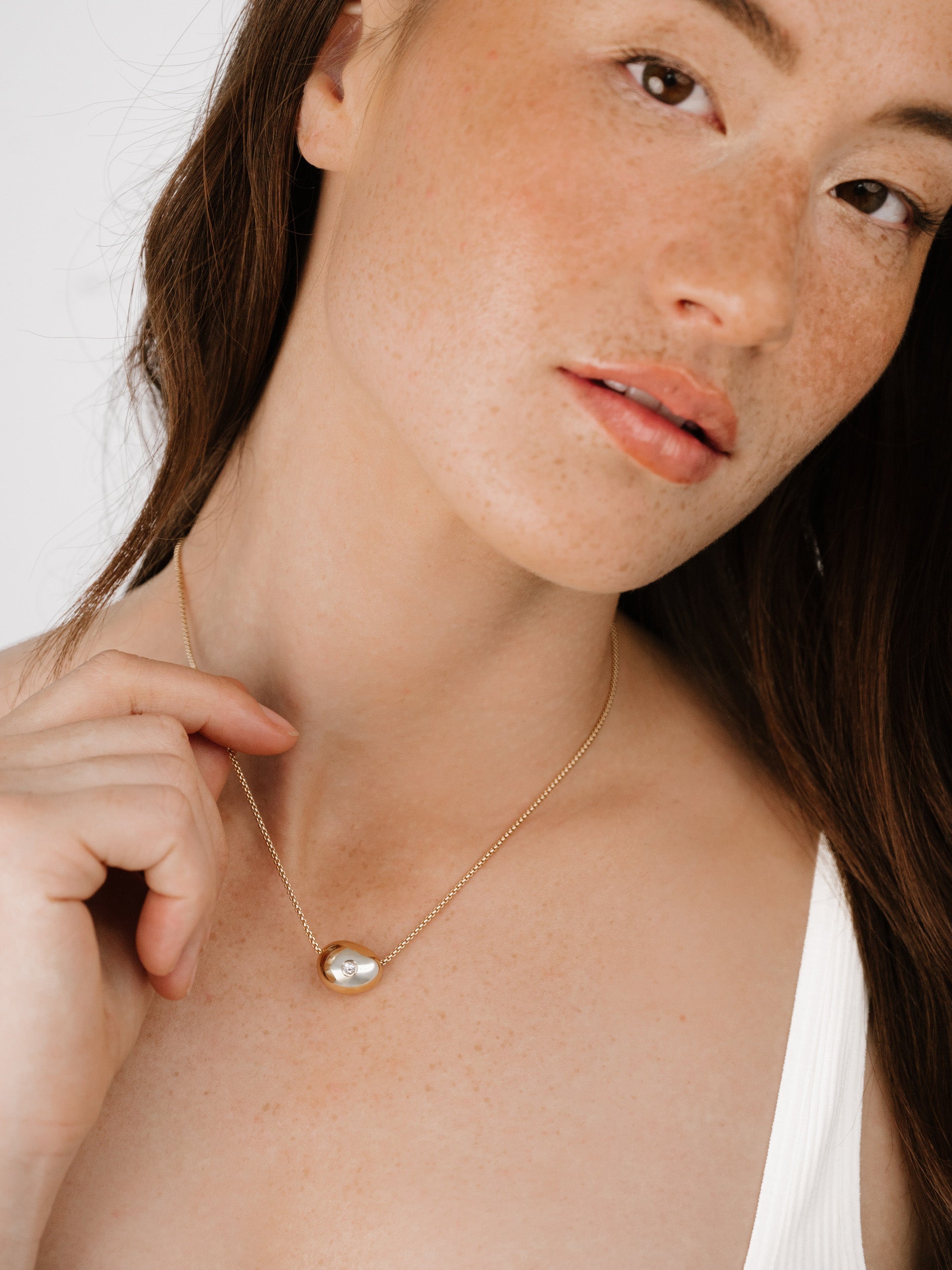 Crystal Dot Pebble Pendant Necklace - Elegant Dainty Jewelry for Women, Gift for Her | Perfect for Everyday Wear, Date Night & Special Occasions