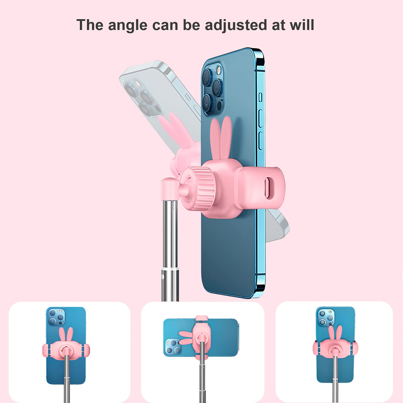OATSBASF Adjustable Cute Chat Stand - Kawaii Phone Holder for Desk, Recording & Video Calls - Compatible with iPhone & All Smartphones (Pink) | Perfect for Home Office, TikTok Videos & Online Meetings