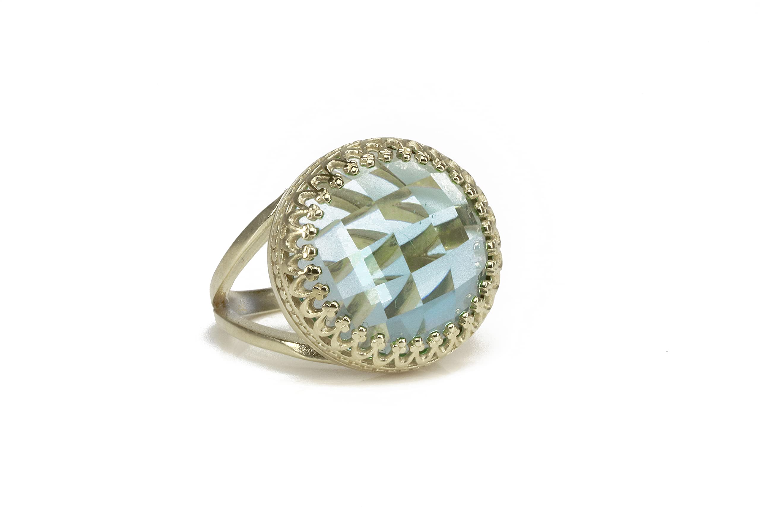 Blue Topaz Sterling Silver Ring for Women - Handcrafted Artisan Gemstone Ring, Elegant Engagement, Fashion & Anniversary Jewelry Gift with Premium Gift Box - Perfect for Weddings, Birthdays & Special Occasions
