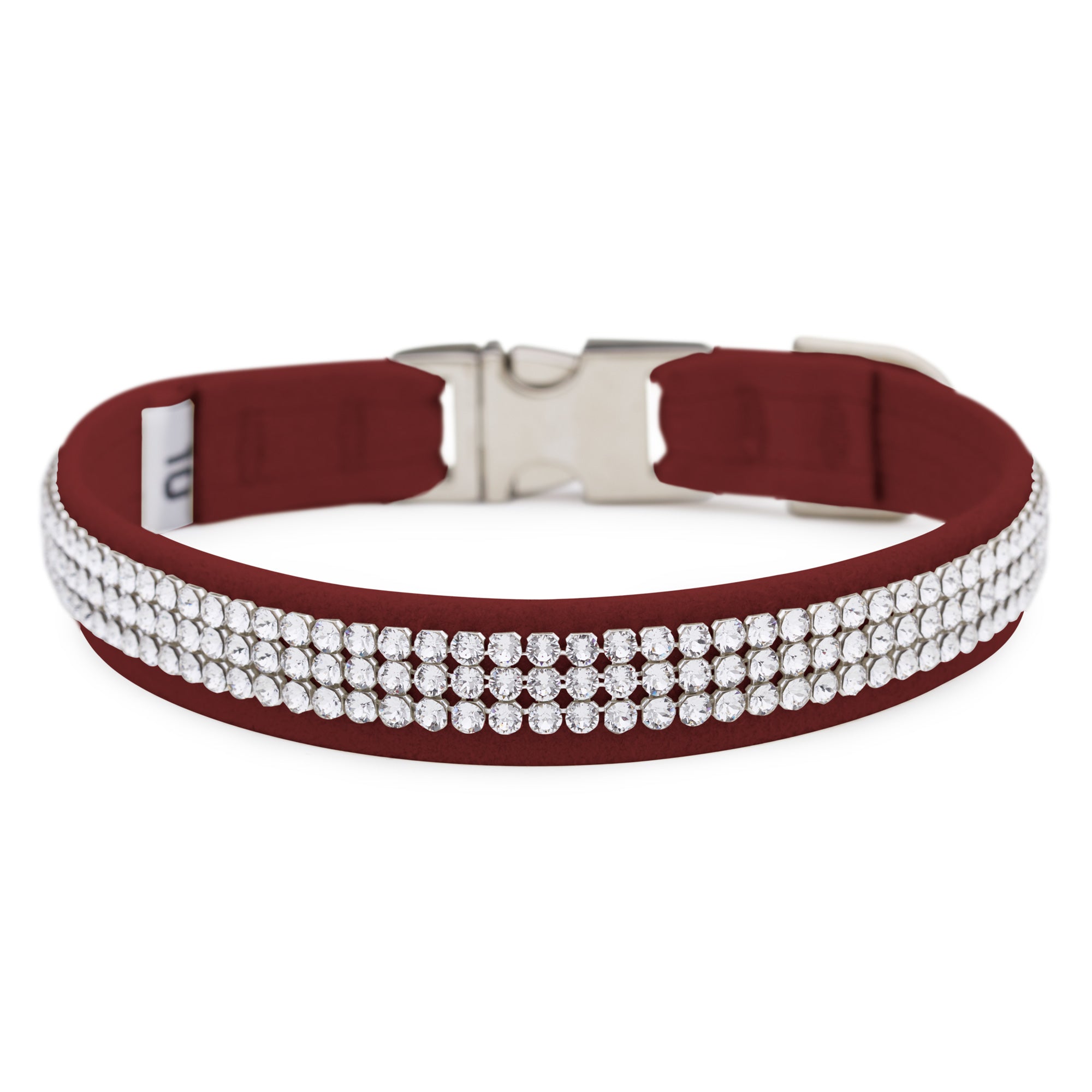 Burgundy 3 Row Giltmore Perfect Fit Dog Collar for Small Medium Dogs - Durable & Stylish for Daily Walks, Training & Outdoor Adventures
