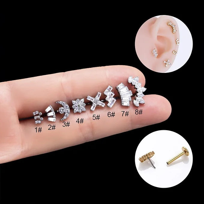 16G Titanium Cartilage Lip Stud Piercing Jewelry - Hypoallergenic Push Pin Earrings for Tragus, Helix, or Nose Piercing - Perfect for Everyday Wear or Special Occasions