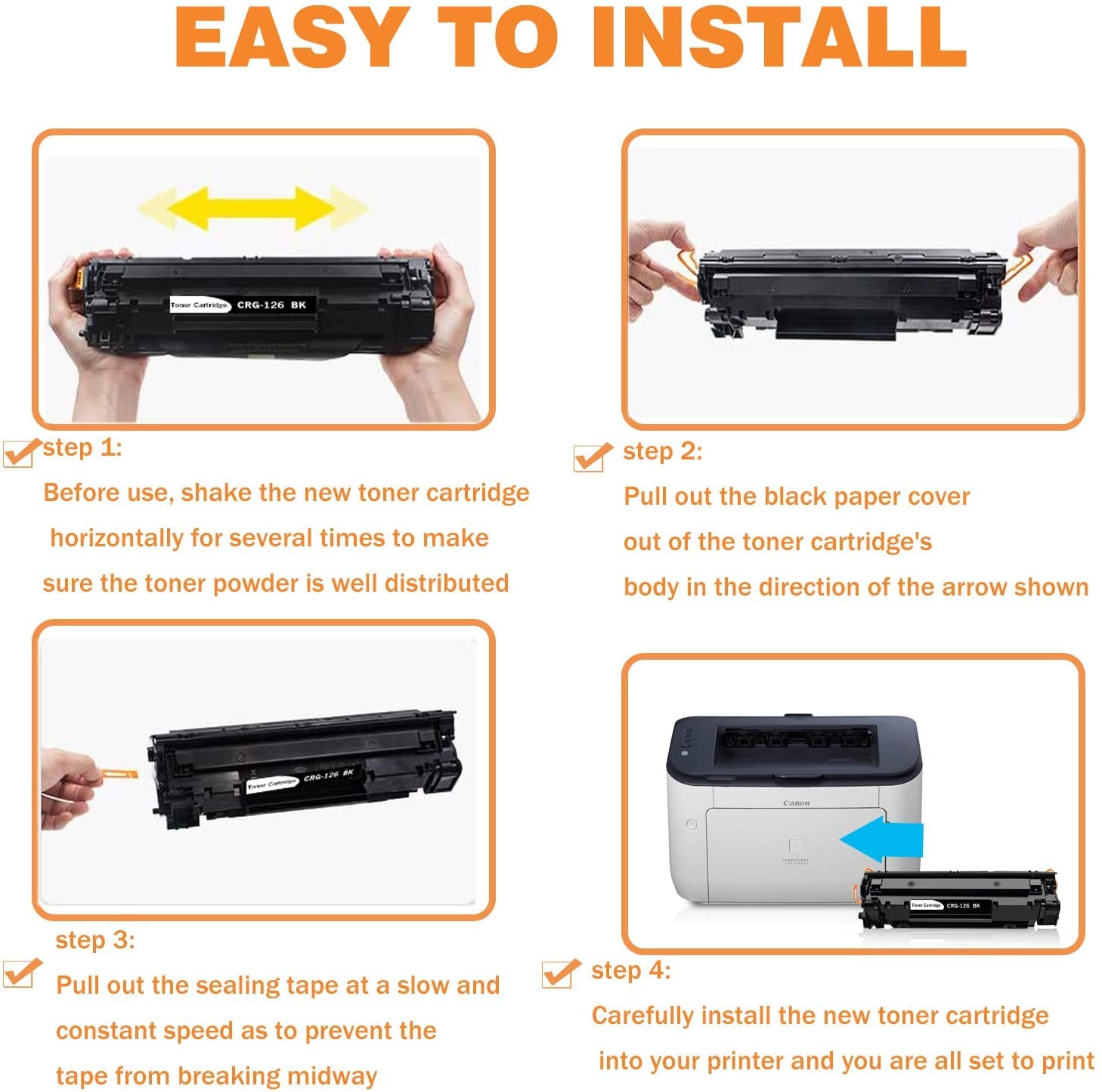 1 Pack Black Compatible Toner Cartridge Replacement for Canon 126 CRG126 - Works with ImageCLASS LBP6230dw & LBP6200d Printers - High Yield Printing for Office & Home Use