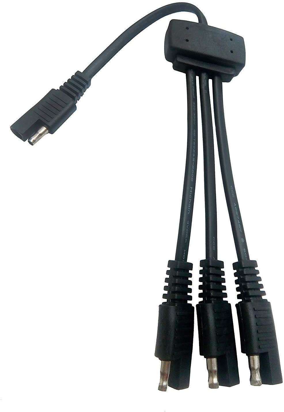3-in-1 Solar Panel Combiner Extension Wire with SAE Adapters - Expand Solar Charger & Maintainer to 12V Battery - Perfect for RV, Boat, Off-Grid Power Systems & Solar Panel Maintenance