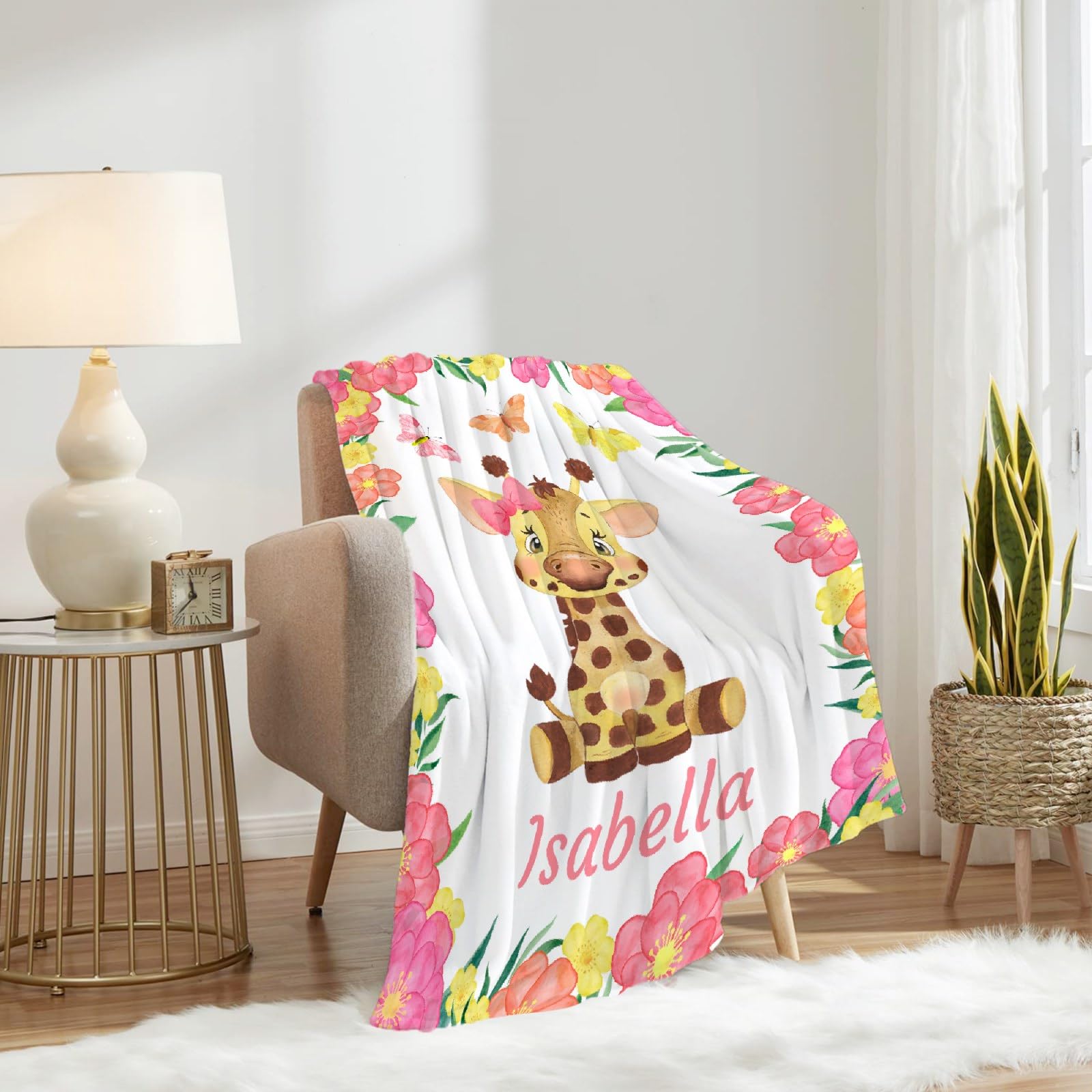 Personalized Baby Blankets for Girls & Boys - Custom Name Baby Blanket Gift Set | Soft Cozy Fleece Throw Blanket with Cute Deer Design | XL Newborn Bed Quilt for Nursery, Stroller & Family Cuddles