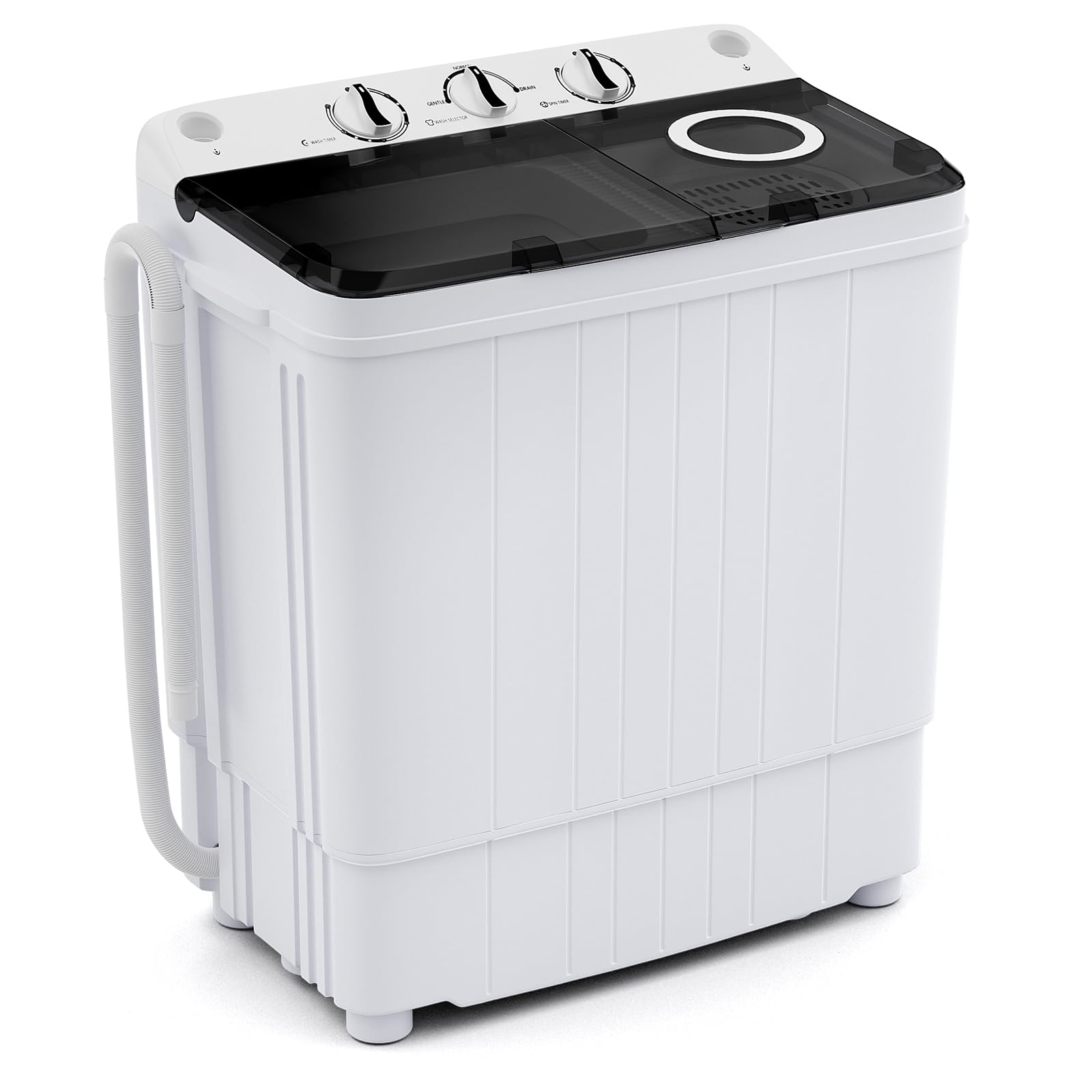 Giantex Portable Washing Machine 17.6lbs - Compact Twin Tub Washer & Spinner Combo with Pump Drain, 11lbs Wash & 6.6lbs Spin - Perfect for Apartments, RVs, Dorms, College Students - White & Black - Ideal for Small Space Laundry, Travel & Camping Use