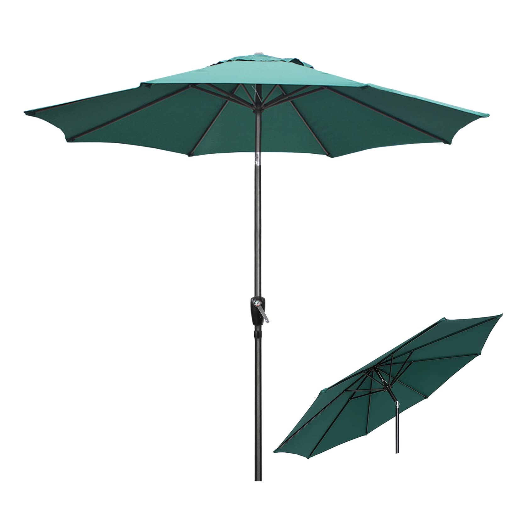 LIGUOYI 9Ft (270cm) Outdoor Patio Umbrella with Tilt & Crank - Sun Shade Market Umbrella for Garden, Lawn, Pool - 8 Ribs, No Base Included | Perfect for Backyard, Deck, Beach & Outdoor Dining