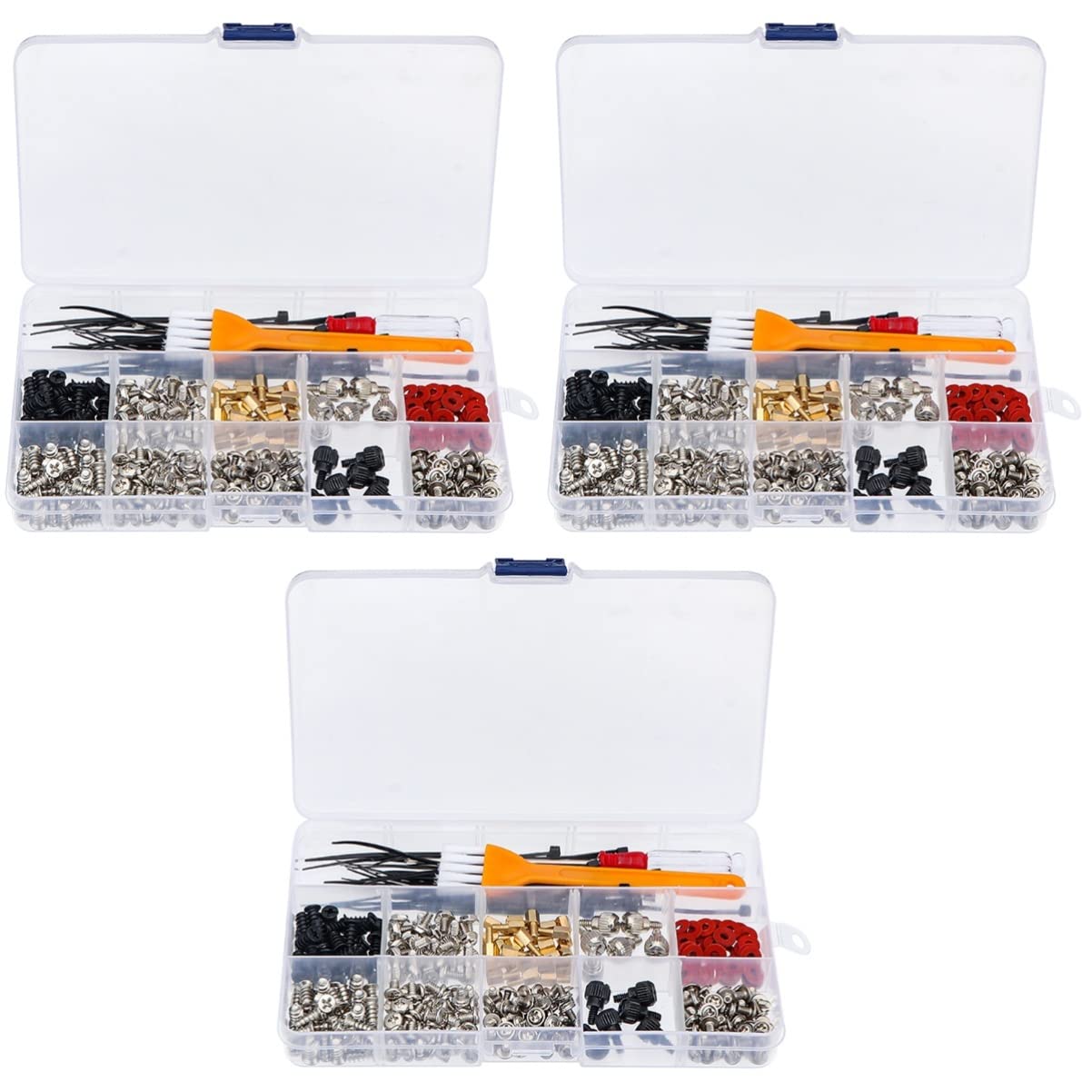 Mobestech 3 Sets Computer Screw Kit - Case Screws, Tablet Stand, Kickstand & Holders for Desk - Steel Standoffs & Cable Management - Perfect for PC Building, Laptop Setup & Workspace Organization