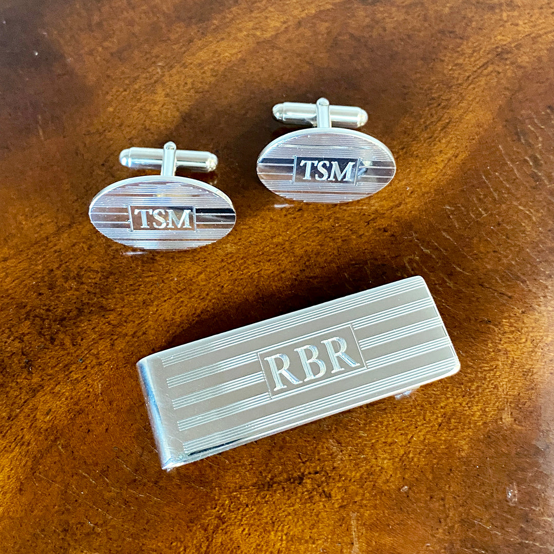 Sterling Silver Large Engine Turned Oval Cufflinks for Men - Elegant Dress Accessories for Weddings, Business & Formal Events